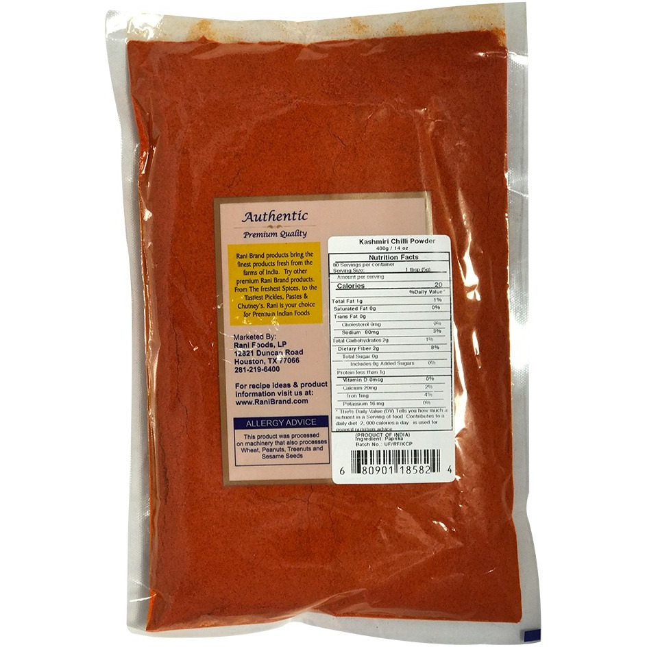 Rani Kashmiri Chilli Powder (Deggi Mirch, Low Heat) Ground Indian Spice 14oz (400g) ~ All Natural, Salt-Free | Vegan | No Colors | Gluten Friendly | NON-GMO | Indian Origin