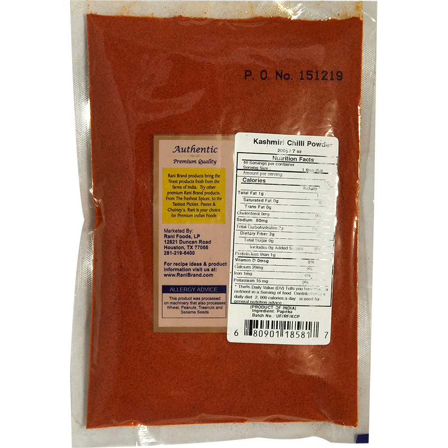 Rani Kashmiri Chilli Powder (Deggi Mirch, Low Heat) Ground Indian Spice 7oz (200g) ~ All Natural, Salt-Free | Vegan | No Colors | Gluten Friendly | NON-GMO | Indian Origin