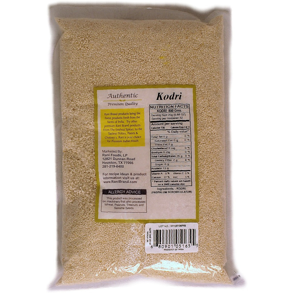 Rani Kodri (Polished Kodo Millet Seeds) Ancient Grains 800g (28oz) ~ All Natural | Gluten Friendly | NON-GMO | Vegan | Indian Origin (Varagu/Kodra/Harka)