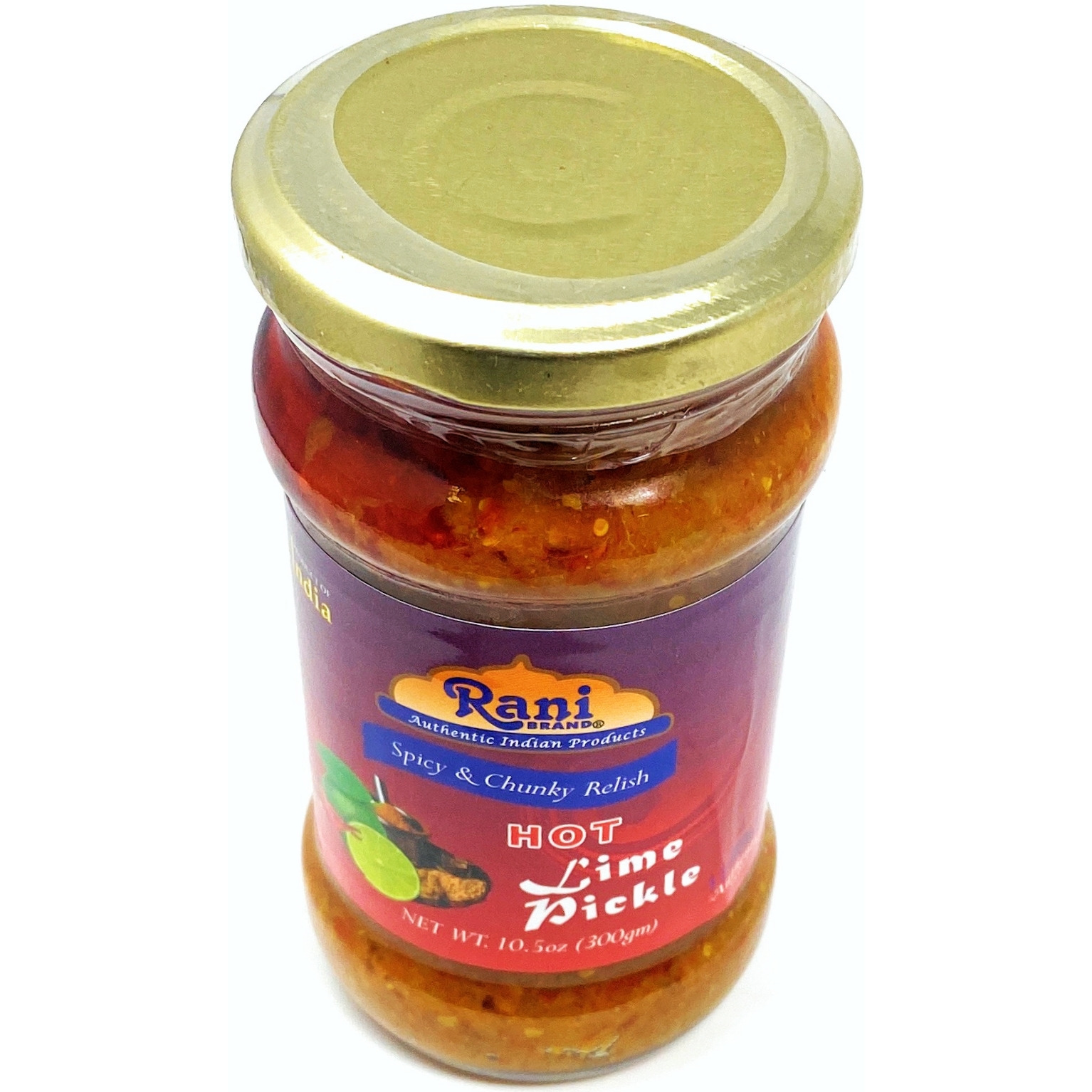Rani Lime Pickle Hot (Achar, Spicy Indian Relish) 10.5oz (300g) ~ Glass Jar, All Natural | Vegan | Gluten Free | NON-GMO | No Colors | Popular Indian Condiment, Indian Origin
