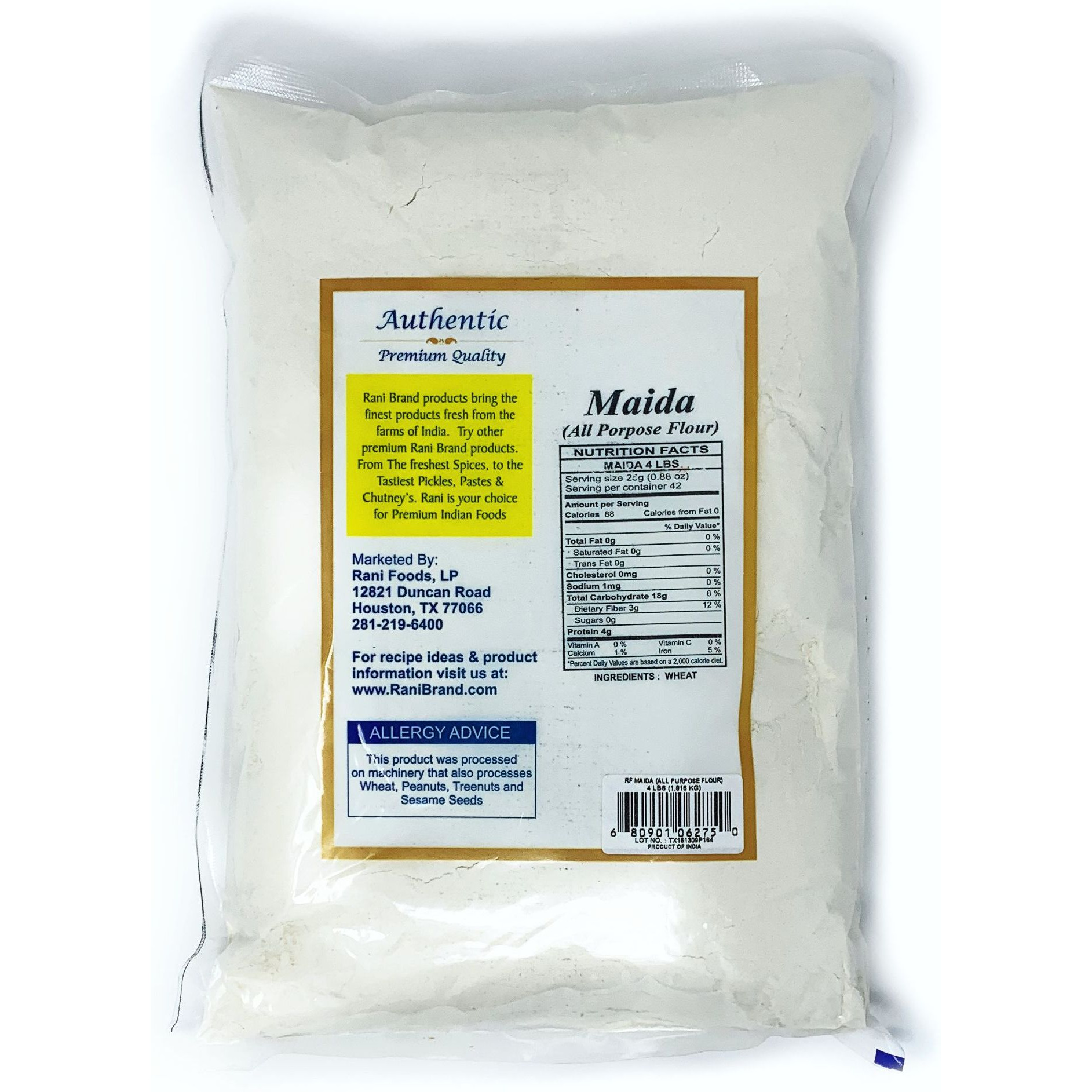 Rani Maida Flour (Indian All Purpose Flour) 4lbs (64oz) Bulk ~ All Natural | Vegan | Indian Origin