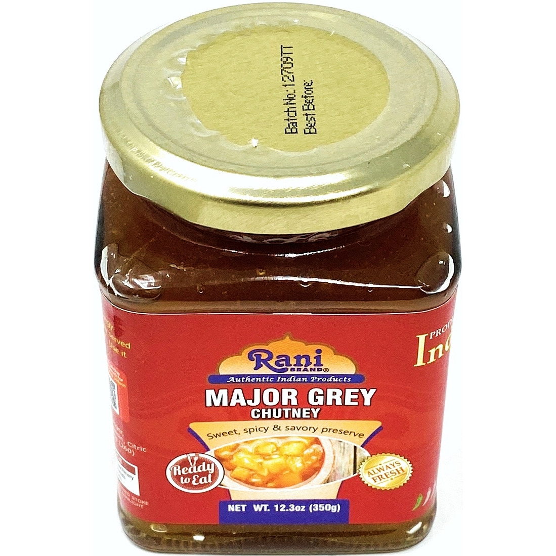 Rani Major Grey Mango Chutney (Indian Preserve) 10.5oz (300g) Glass Jar, Ready to eat, Vegan ~ Gluten Free,  All Natural, NON-GMO