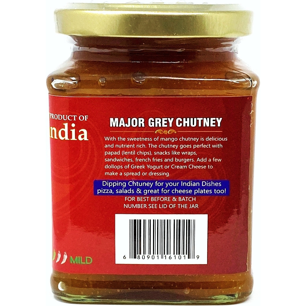 Rani Major Grey Mango Chutney (Indian Preserve) 10.5oz (300g) Glass Jar, Ready to eat, Vegan ~ Gluten Free,  All Natural, NON-GMO