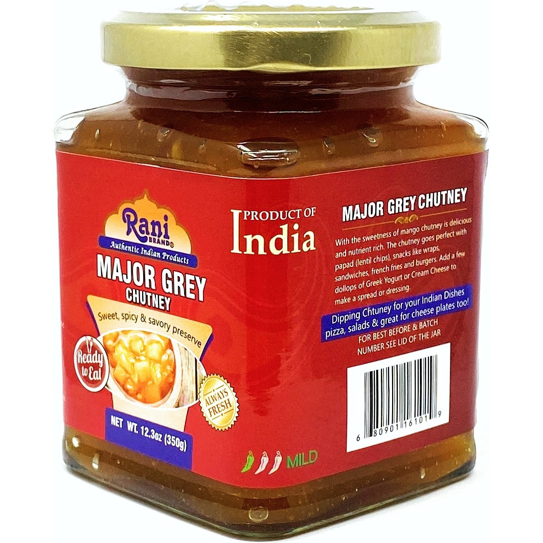 Rani Major Grey Mango Chutney (Indian Preserve) 10.5oz (300g) Glass Jar, Ready to eat, Vegan ~ Gluten Free,  All Natural, NON-GMO