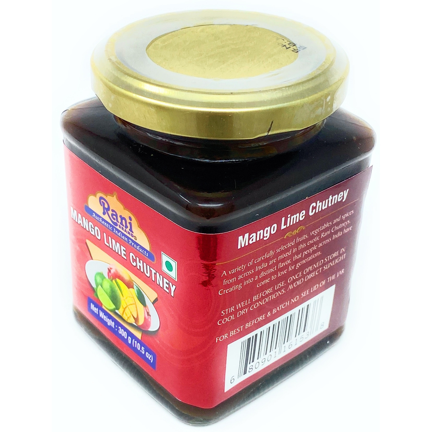 Rani Mango Lime Chutney (Indian Preserve) 10.5oz (300g) Glass Jar, Ready to eat, Vegan ~ Gluten Free Ingredients, All Natural, NON-GMO