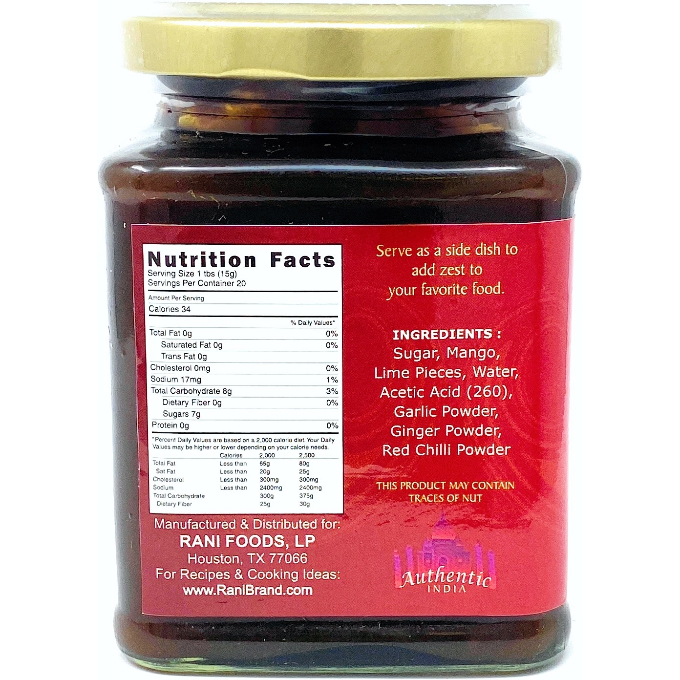 Rani Mango Lime Chutney (Indian Preserve) 10.5oz (300g) Glass Jar, Ready to eat, Vegan ~ Gluten Free Ingredients, All Natural, NON-GMO