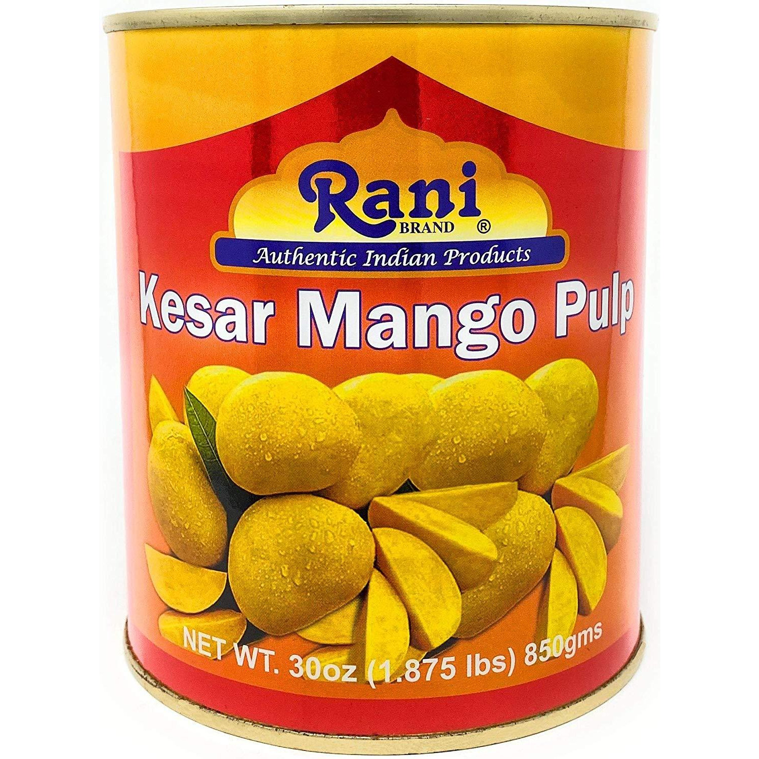 Rani Mango Pulp Puree (Makes Mango Lassi Shakes) Kesar Sweetened 30oz (1.875lbs) 850g ~ All Natural | NON-GMO | Vegan | No colors | Gluten Free Ingredients | Indian Origin