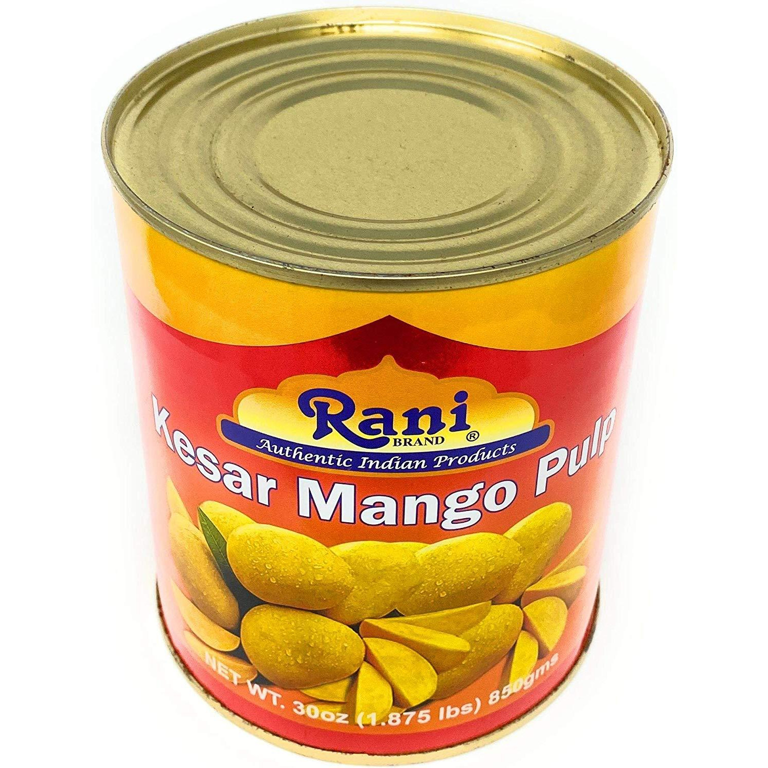 Rani Mango Pulp Puree (Makes Mango Lassi Shakes) Kesar Sweetened 30oz (1.875lbs) 850g ~ All Natural | NON-GMO | Vegan | No colors | Gluten Free Ingredients | Indian Origin