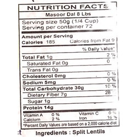 Rani Masoor Dal (Indian Red Lentils) Split Gram 8lb (128oz) Bulk ~ All Natural | Gluten Friendly Ingredients | NON-GMO | Vegan | Indian Origin