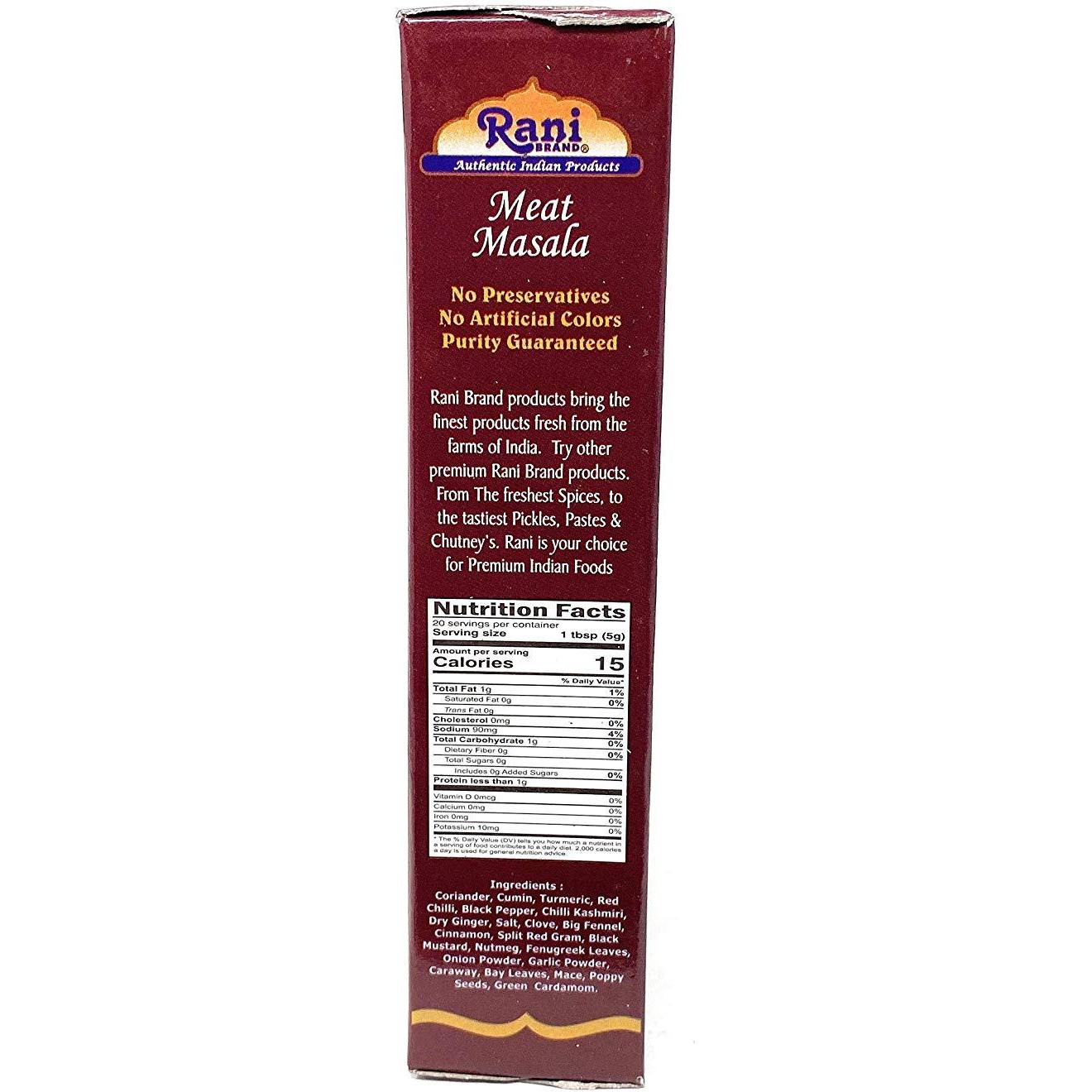Rani Meat Curry Masala 21-Spice Blend 3.5oz (100g) ~ All Natural | Vegan | No Colors | Gluten Friendly Ingredients | NON-GMO | Indian Origin