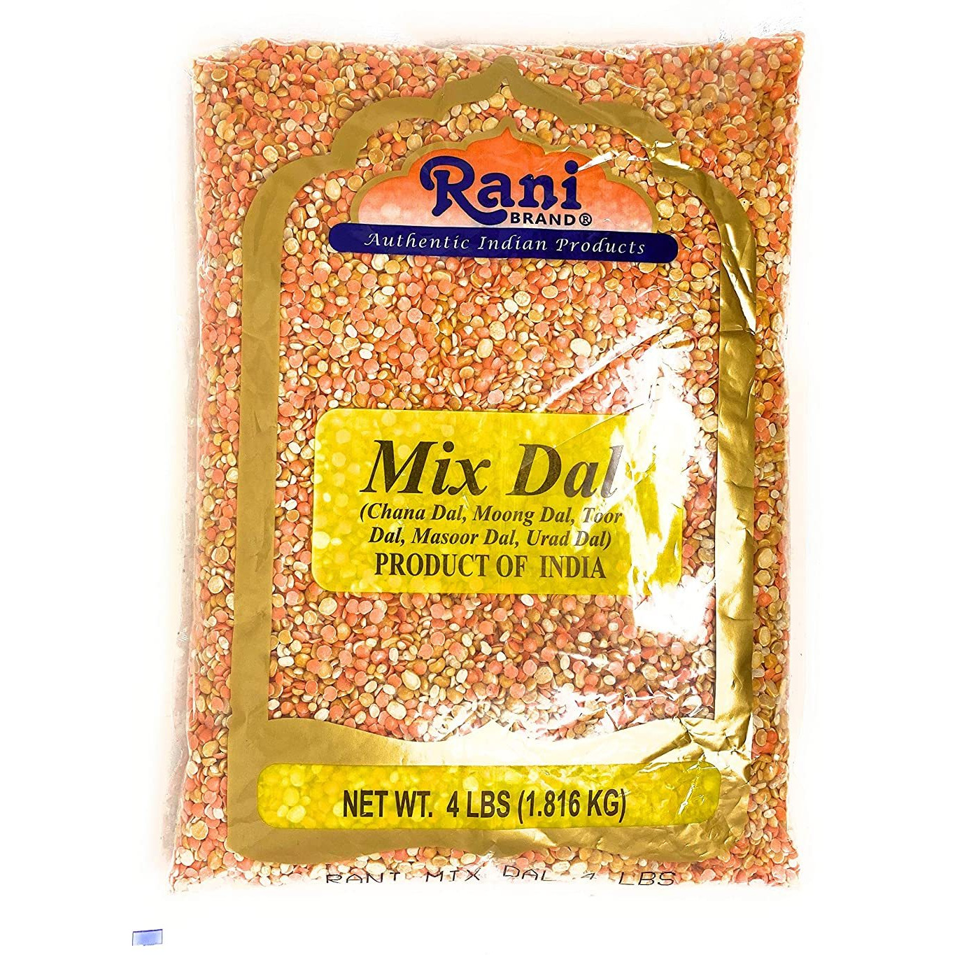 Rani Mixed Dal 4lbs (64oz) (Split Chick Peas, Split Mung Beans, Split Pigeon Peas, Split Lentils, Split Matpe Peas) ~ All Natural | Gluten Friendly | NON-GMO | Vegan | Indian Origin