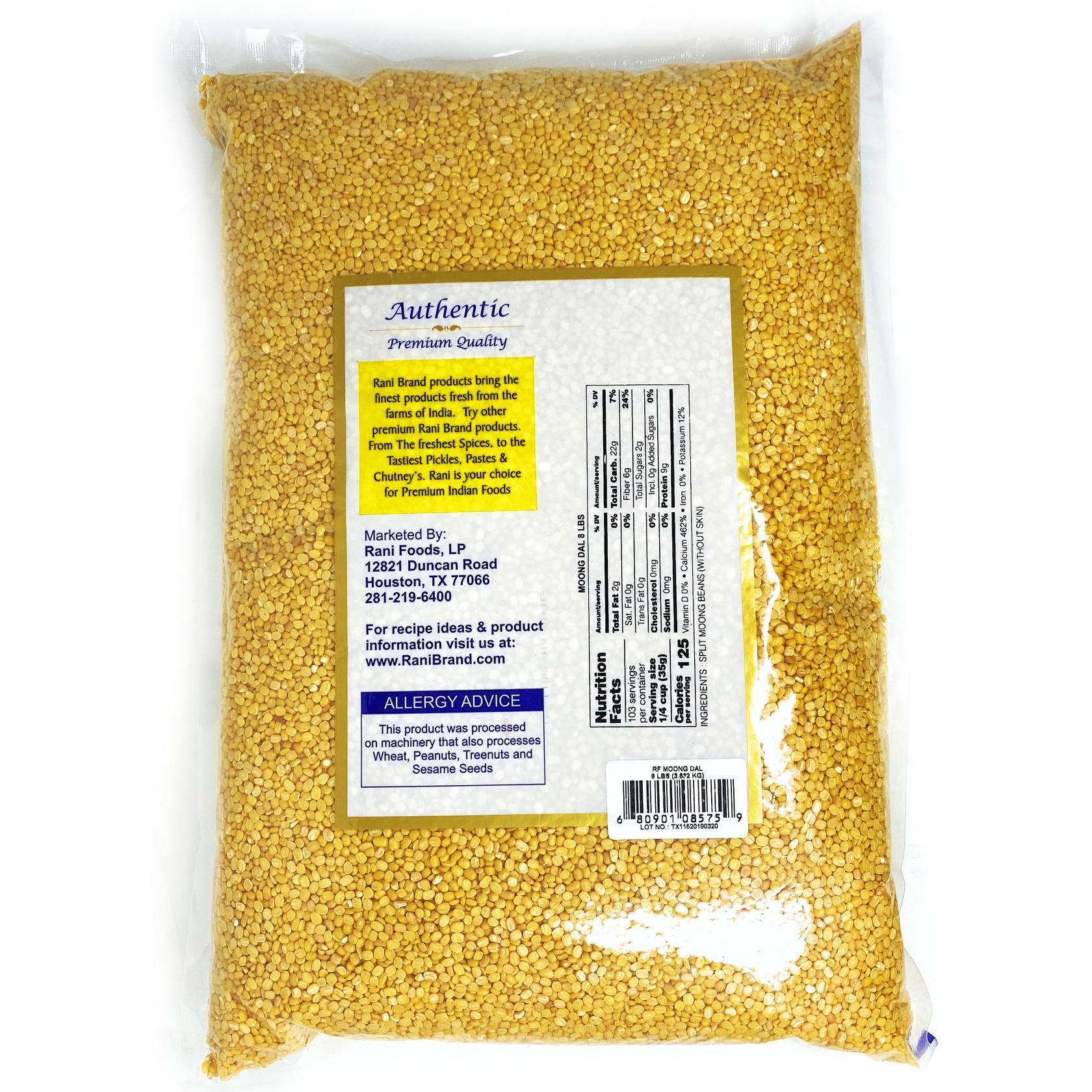 Rani Moong Dal (Split Mung Beans without skin) Lentils Indian 8lbs (128oz) Bulk ~ Natural | NON-GMO | Vegan