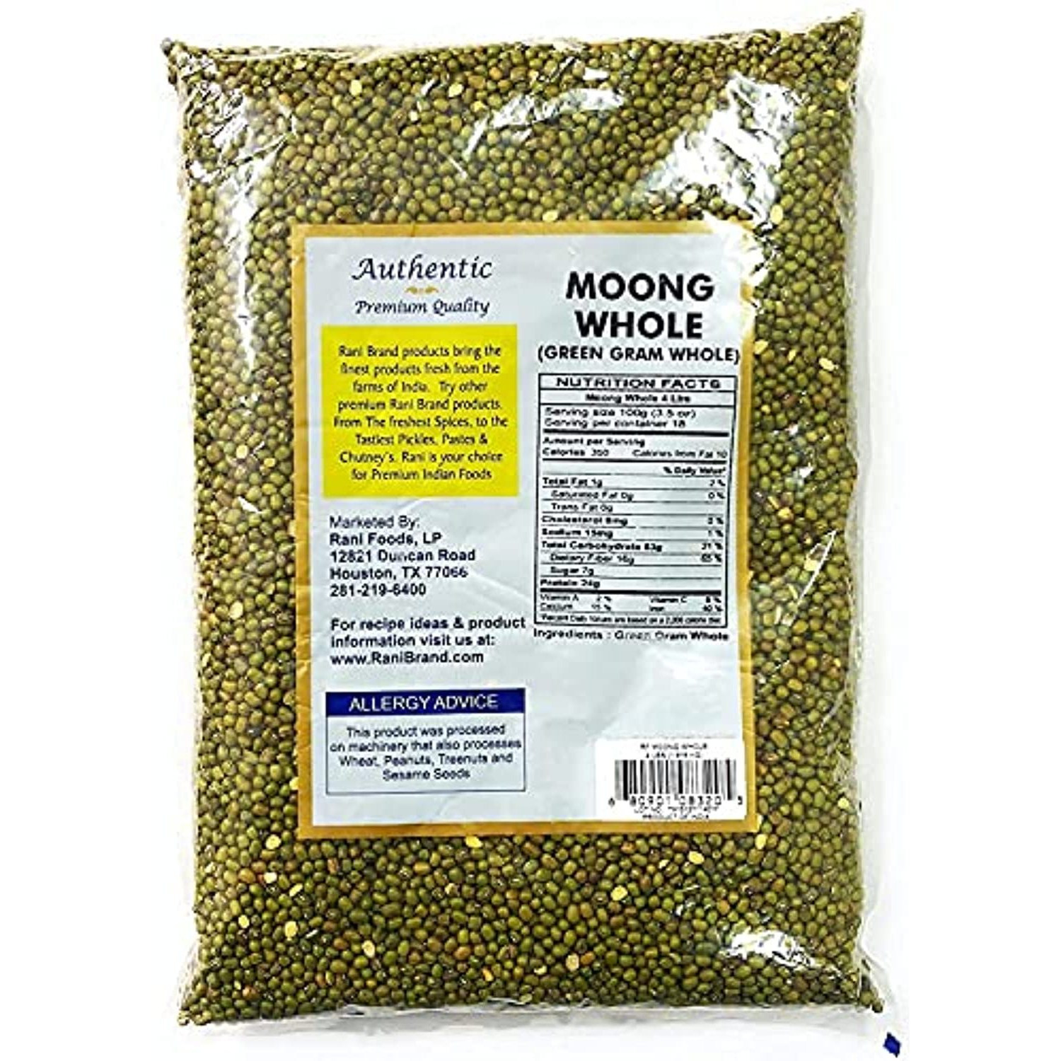 Rani Moong Whole (Ideal for cooking & sprouting, Whole Mung Beans with skin) Lentils Indian 8lb (128oz) Pack of 5 (Total 40lbs) Bulk ~ All Natural | NON-GMO | Vegan | Indian Origin