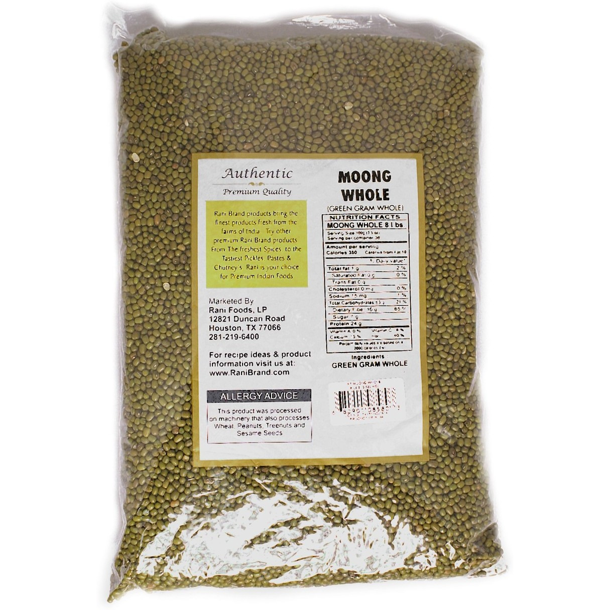 Rani Moong Whole (Ideal for cooking & sprouting, Whole Mung Beans with skin) Lentils Indian 8lbs (128oz) Bulk ~ All Natural | NON-GMO | Vegan | Indian Origin
