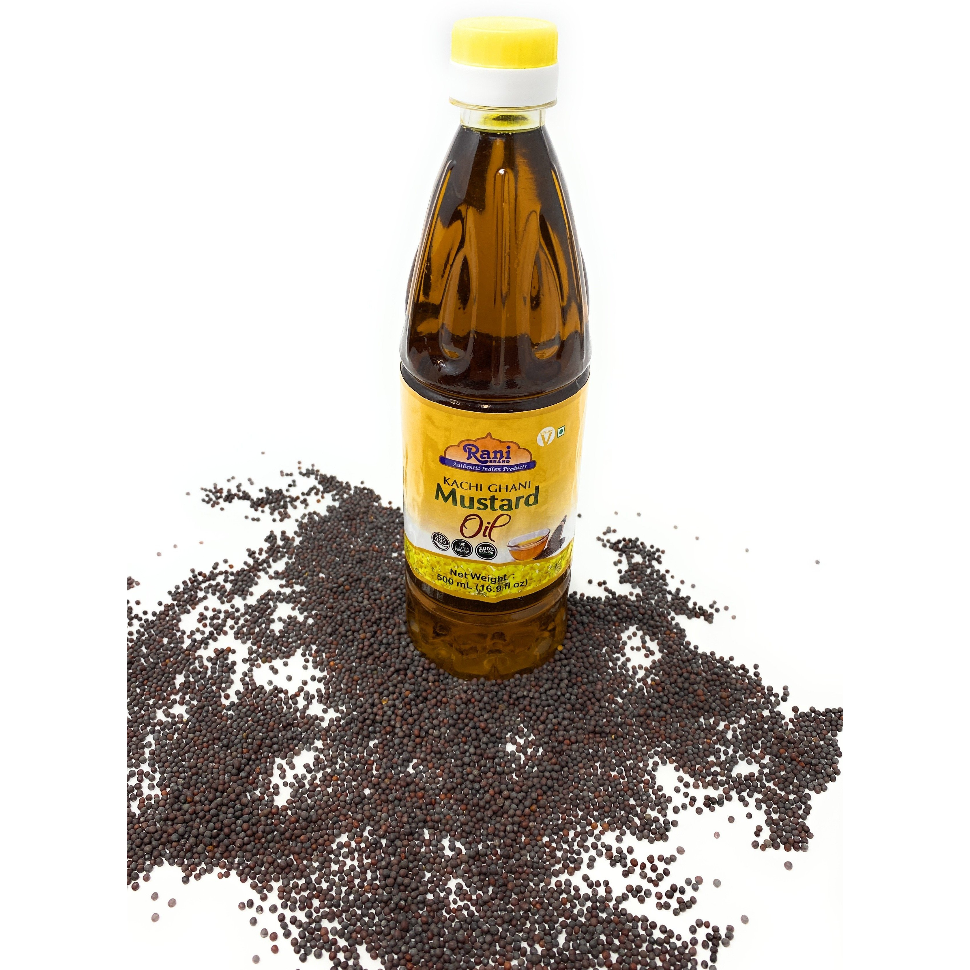 Rani Mustard Oil (Kachi Ghani) 16.9 Ounce (500ml) NON-GMO | Gluten Friendly | Vegan | 100% Natural