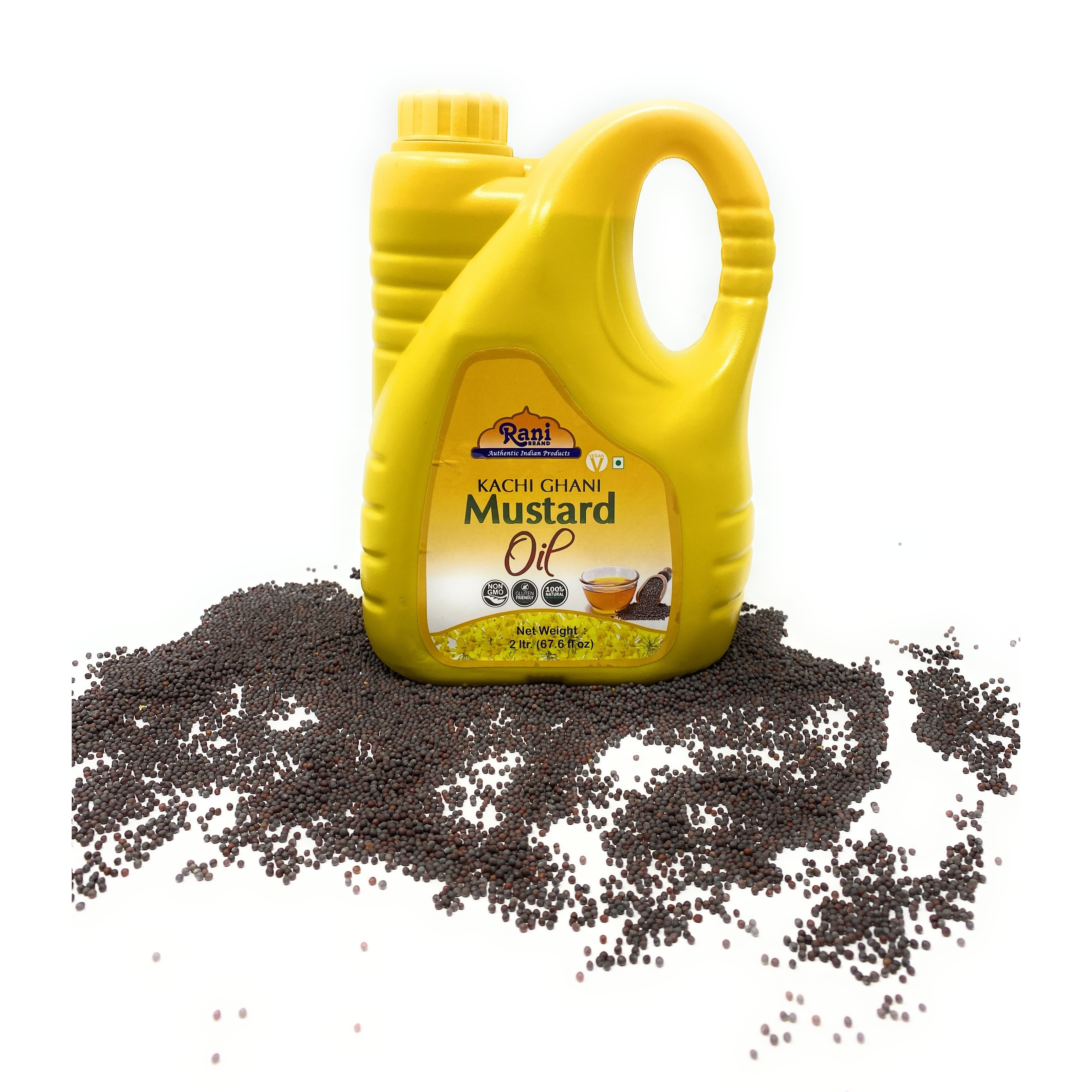 Rani Mustard Oil (Kachi Ghani) 67.6 Ounce (2 Liter) NON-GMO | Gluten Friendly | Vegan | 100% Natural