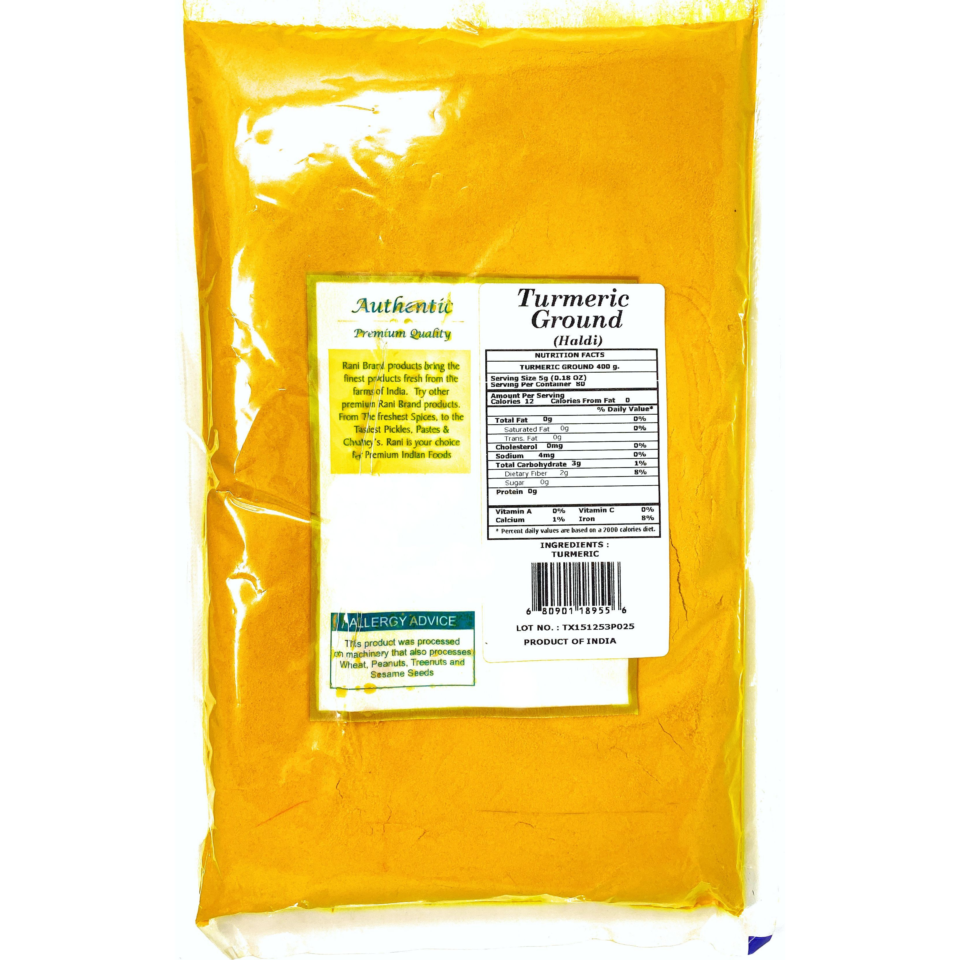 Rani Natural Turmeric (Haldi) Root Powder Spice, (High Curcumin Content) 14oz (400gm) ~ 100% Pure, Salt Free | Vegan | Gluten Free Ingredients | NON-GMO | Indian Origin