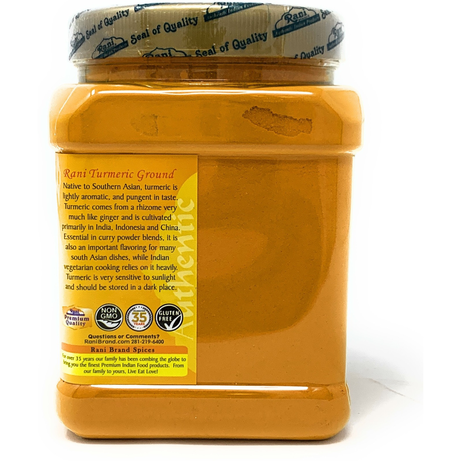 Rani Natural Turmeric (Haldi) Root Powder Spice, (High Curcumin Content) 16oz (454g) 1lb ~ 100% Pure, Salt Free | Vegan | Gluten Free Ingredients | NON-GMO | Indian Origin