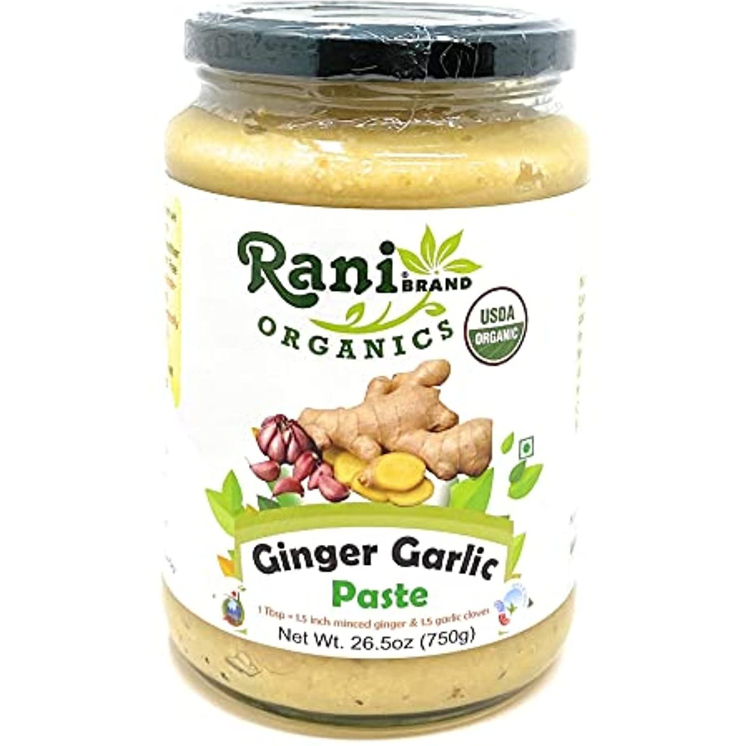 Rani Organic Ginger-Garlic Cooking Paste 26.5oz (750g) ~ Vegan | Glass Jar | Gluten Free | NON-GMO | No Colors | Indian Origin | USDA Certified Organic