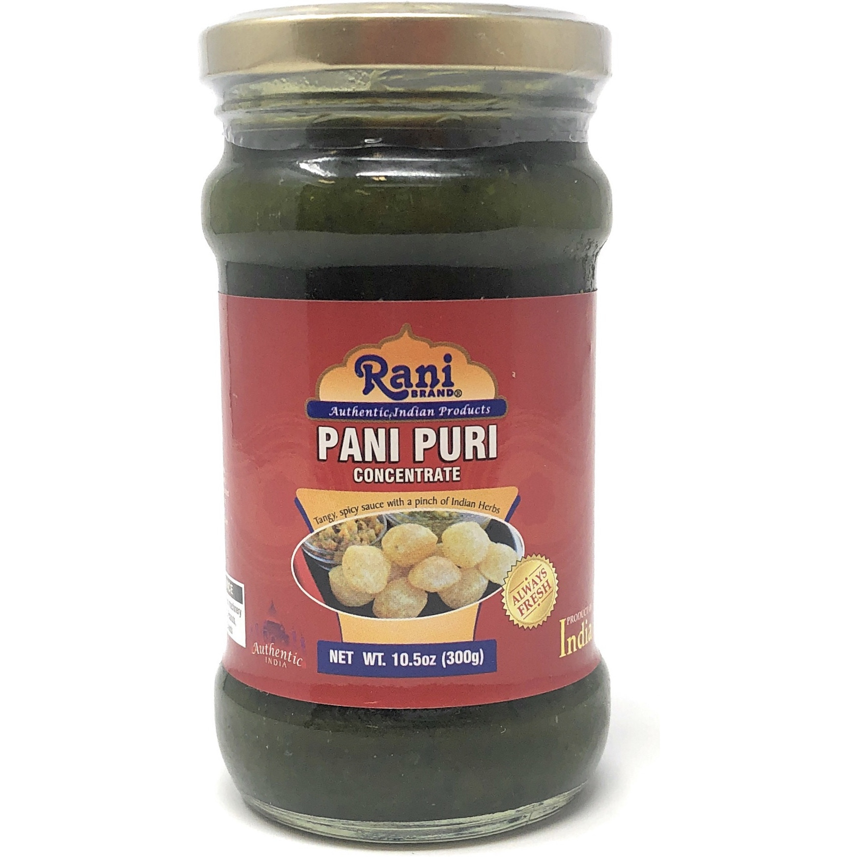 Rani Pani Puri Concentrate (Sweet & Spicy to make Pani Water / Spicy Water), Glass Jar, Ready to eat 10.5oz (300g) Vegan ~ Gluten Friendly | NON-GMO | Indian Origin