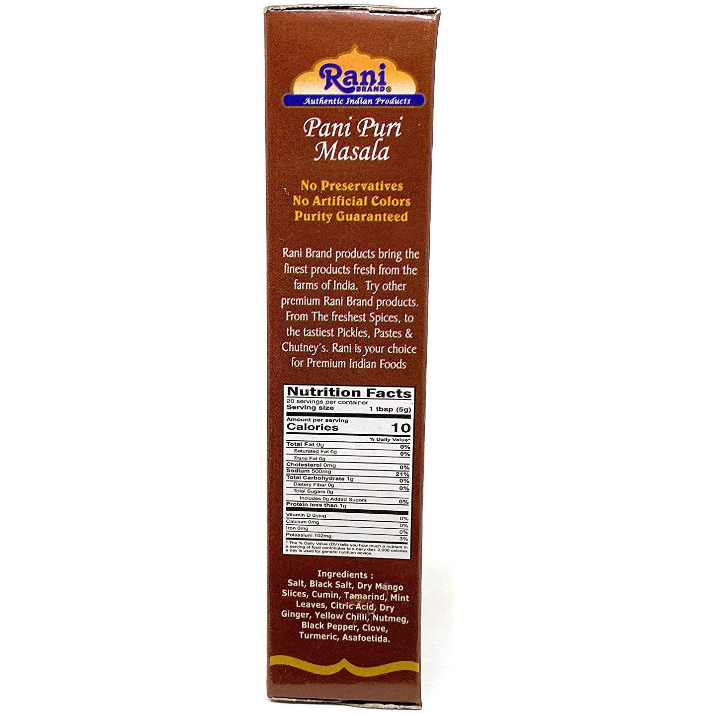 Rani Pani Puri Masala (14-Spice Blend for Indian Spicy Water) 3.5oz (100g) ~ All Natural | Vegan | No Colors | Gluten Friendly | NON-GMO | Indian Origin, gol gappa