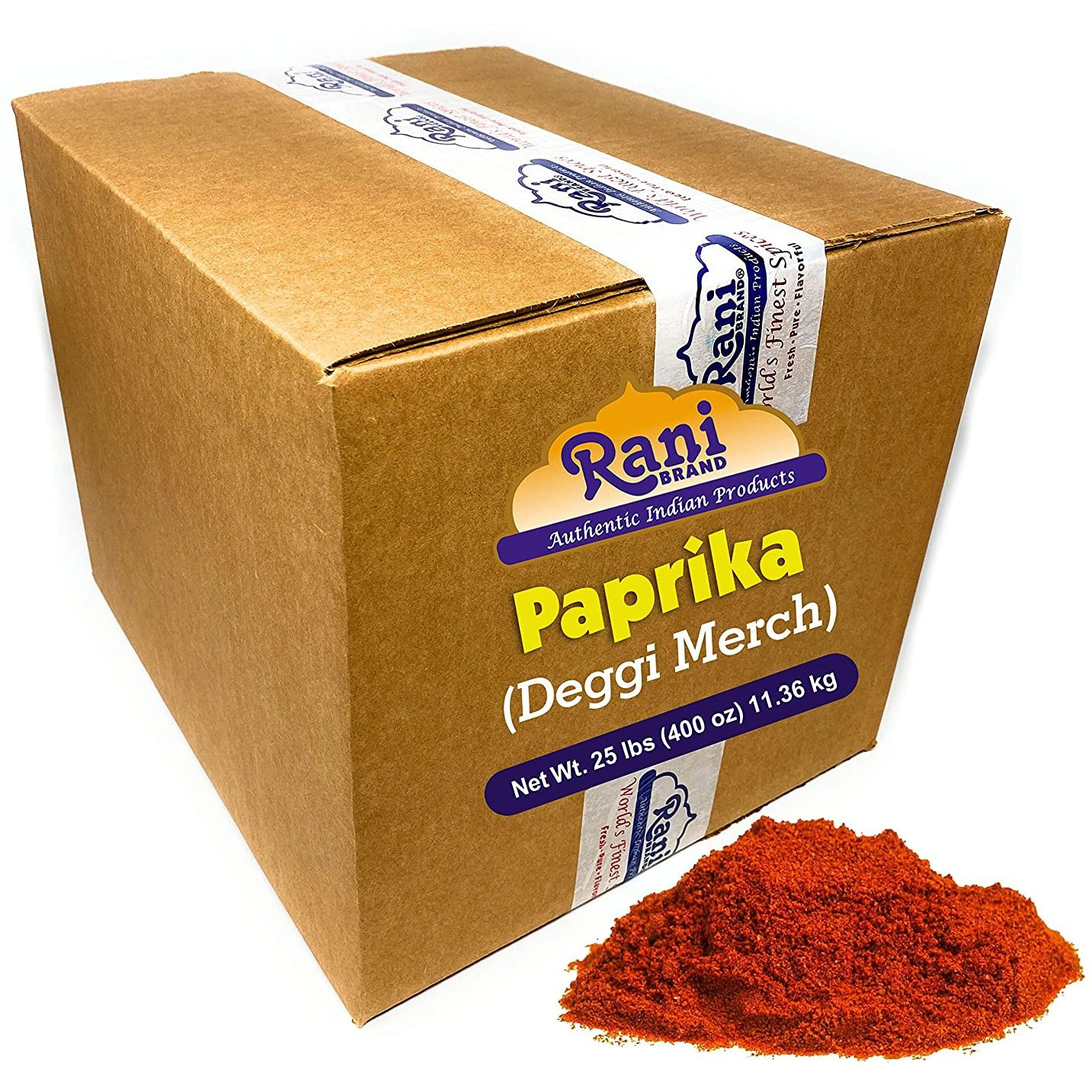 Rani Paprika (Deggi Mirch) Spice Powder, Ground 25 Pound (400 Ounce) 11.36kg ~ Bulk Box ~ All Natural, Salt-Free | Vegan | No Colors | Gluten Friendly | NON-GMO | Indian Origin