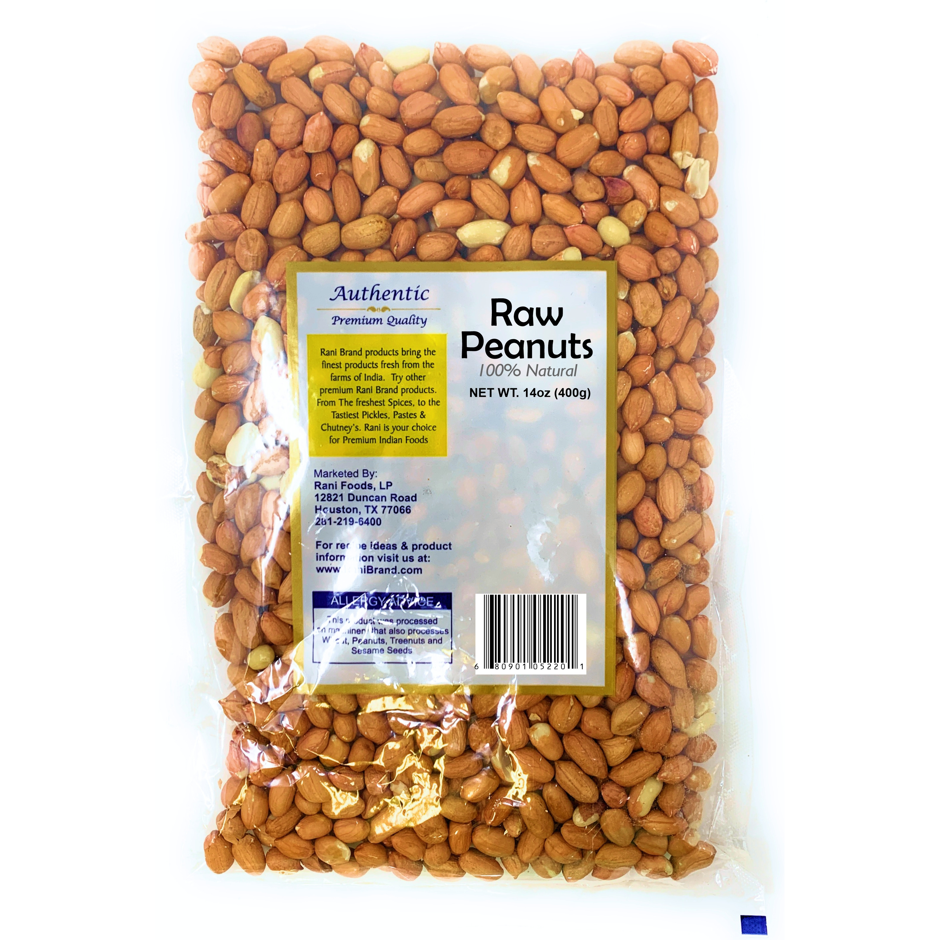 Rani Peanuts, Raw Whole With Skin (uncooked, unsalted) 14oz (400g) ~ All Natural | Vegan | Gluten Free Ingredients | Fresh Product of USA ~ Spanish Grade Groundnut / Redskin
