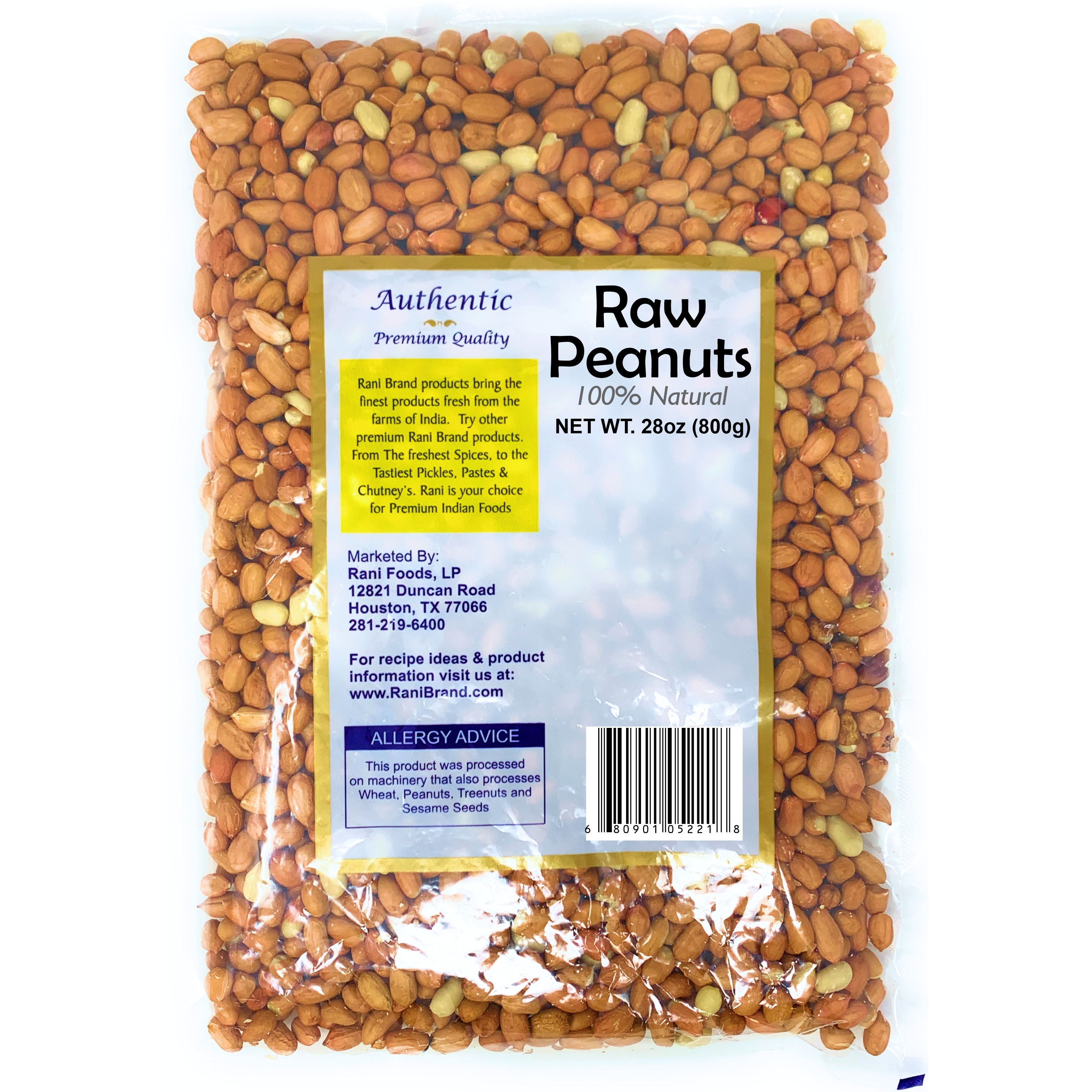 Rani Peanuts, Raw Whole With Skin (uncooked, unsalted) 28oz (800gm / 1.875lbs) ~ All Natural | Vegan | Gluten Free Ingredients | Fresh Product of USA ~ Spanish Grade Groundnut / Redskin