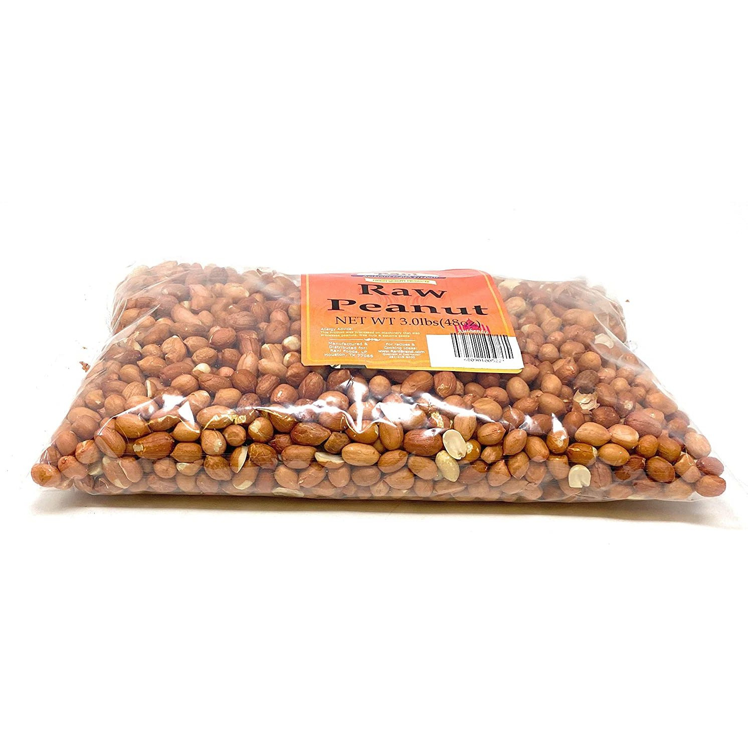 Rani Peanuts, Raw Whole With Skin (uncooked, unsalted) 48oz (3lb) Bulk ~ All Natural | Vegan | Gluten Free Ingredients | Fresh Product of USA ~ Spanish Grade Groundnut / Redskin