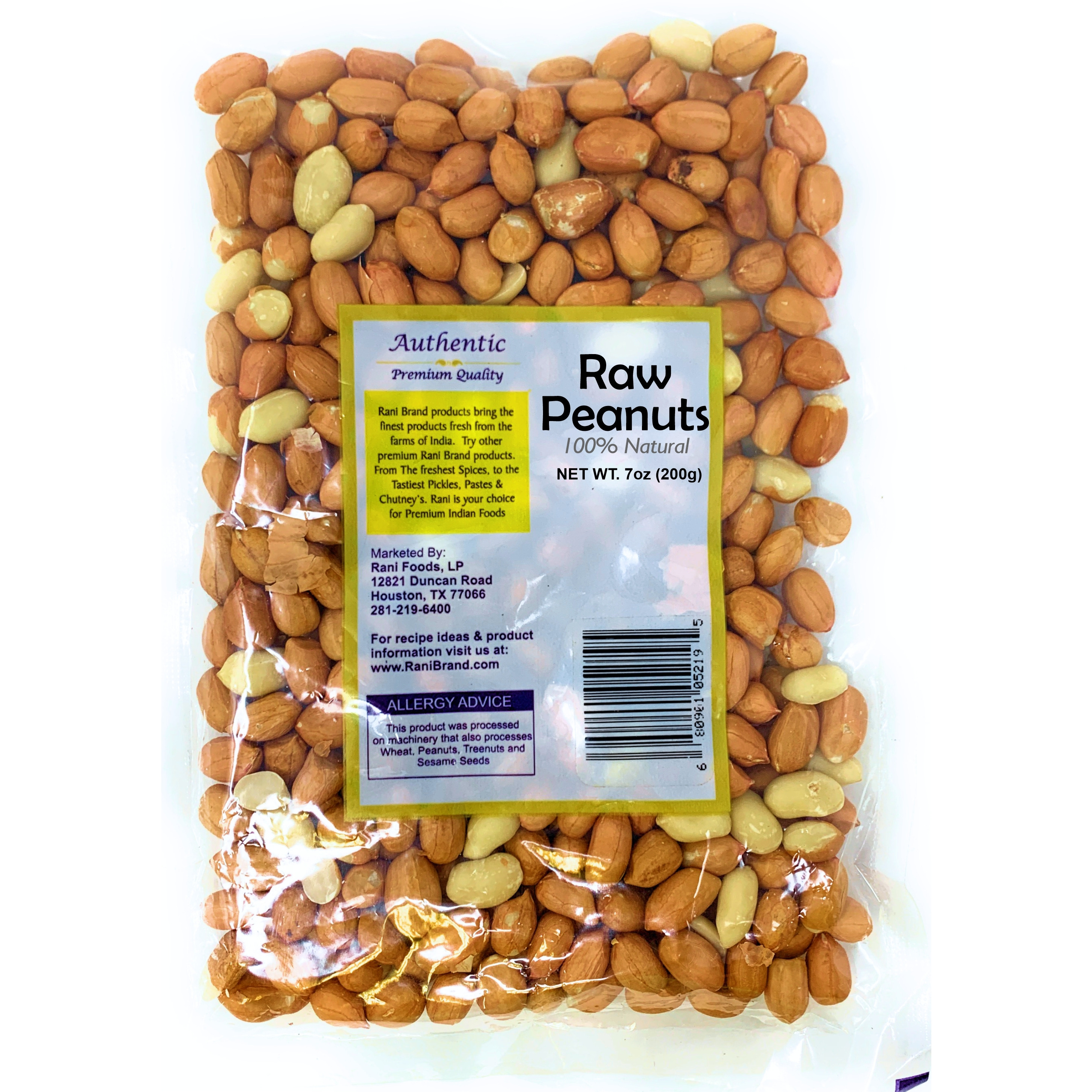 Rani Peanuts, Raw Whole With Skin (uncooked, unsalted) 7oz (200g) ~ All Natural | Vegan | Gluten Friendly | Fresh Product of USA ~ Spanish Grade Groundnut / Redskin