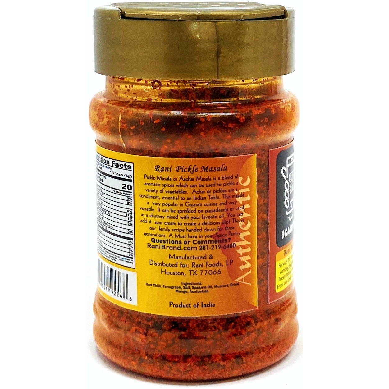 Rani Pickle (Achar) Masala Natural Indian Spice Blend 3oz (85g) PET Jar ~ All Natural | Vegan | Gluten Friendly | NON-GMO | No colors | Indian Origin