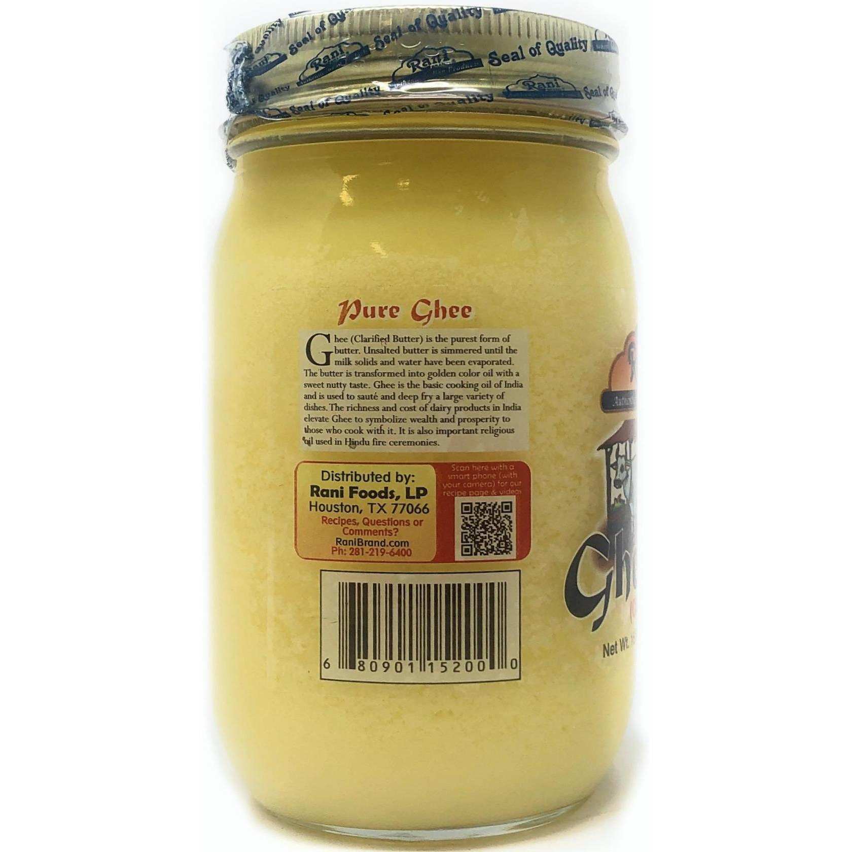 Rani Pure Natural Ghee from Grass Fed Cows (Clarified Butter) 1lb (16oz) ~ Glass Jar | Paleo Friendly | Keto Friendly | Gluten Free