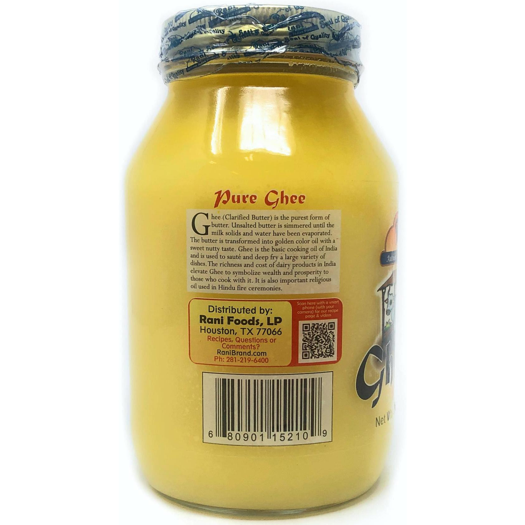 Rani Pure Natural Ghee from Grass Fed Cows (Clarified Butter) 2lb (32oz) ~ Glass Jar | Paleo Friendly | Keto Friendly | Gluten Free