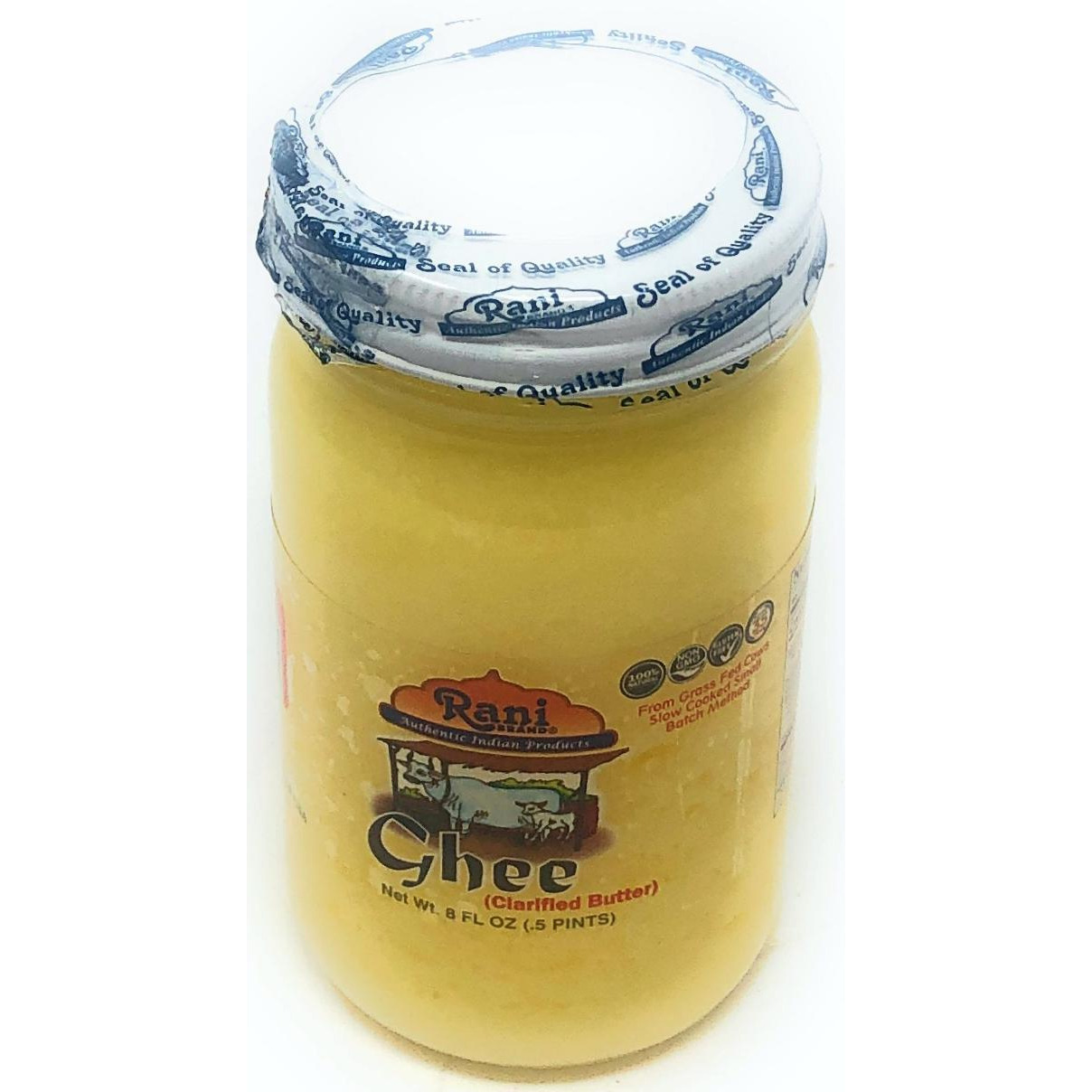 Rani Pure Natural Ghee from Grass Fed Cows (Clarified Butter) 8oz (227g) ~ Glass Jar | Paleo Friendly | Keto Friendly | Gluten Free