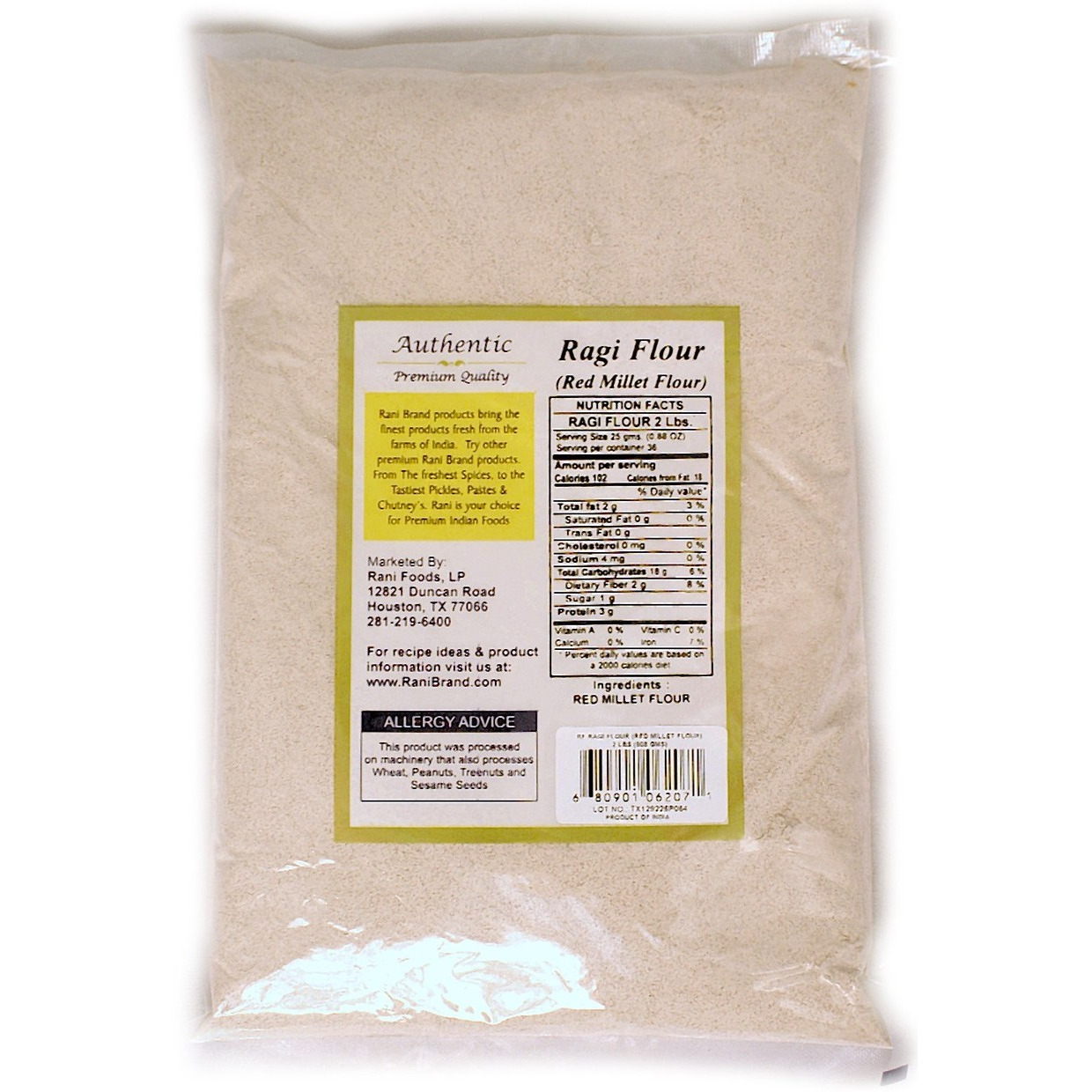 Rani Raggi Flour (Finger Millet) 2 Pound, 2lbs (32oz) Bulk ~ All Natural | Vegan | Gluten Friendly | NON-GMO | Indian Origin