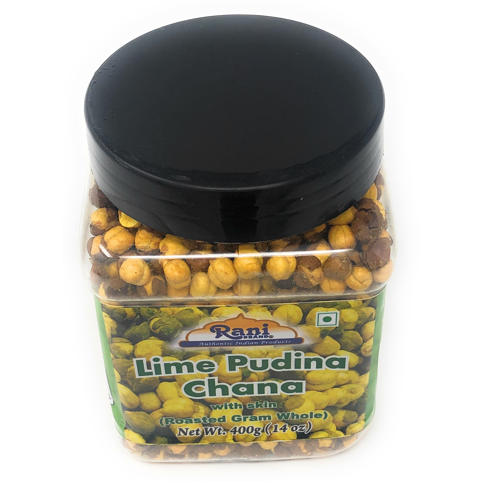Rani Roasted Chana (Chickpeas) Lime Podina (Mint) Flavor 14oz (400g) ~ All Natural | Vegan | No Preservatives | No Colors | Great Snack, Ready to Eat, Seasoned with 5 Spices, Indian Origin