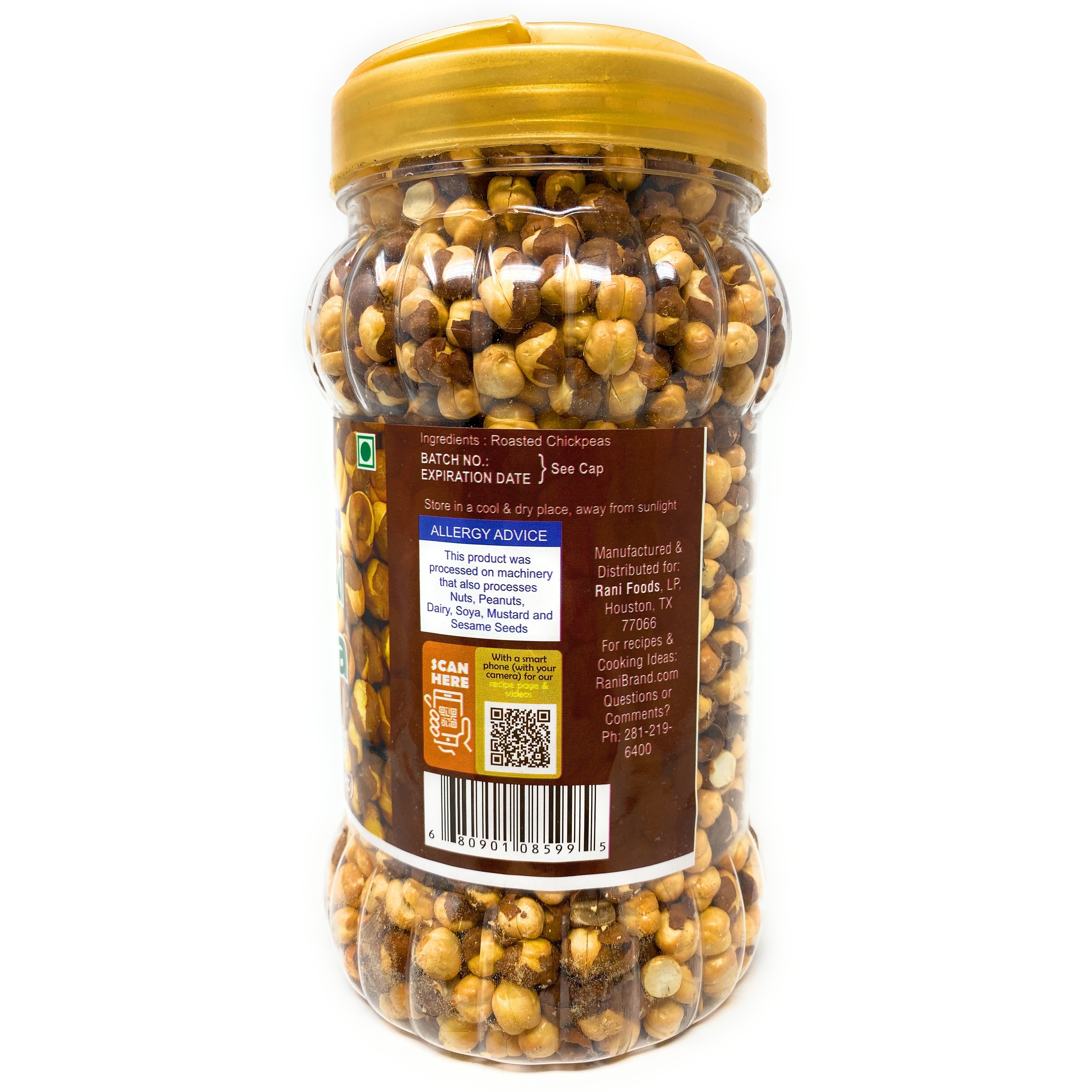 Rani Roasted Chana 14oz (400g) PET Jar, Great Gluten Free Snack, ready to eat ~ All Natural | Vegan | No Preservatives | No Colors | Indian Origin