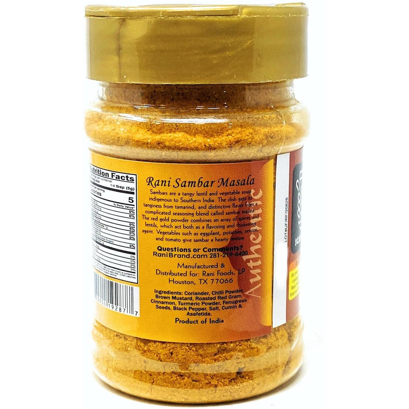 Rani Sambar Masala (Lentil Soup Spice Blend) 3oz (85g) ~ Natural | Vegan | No Colors | Gluten Friendly | NON-GMO | Indian Origin