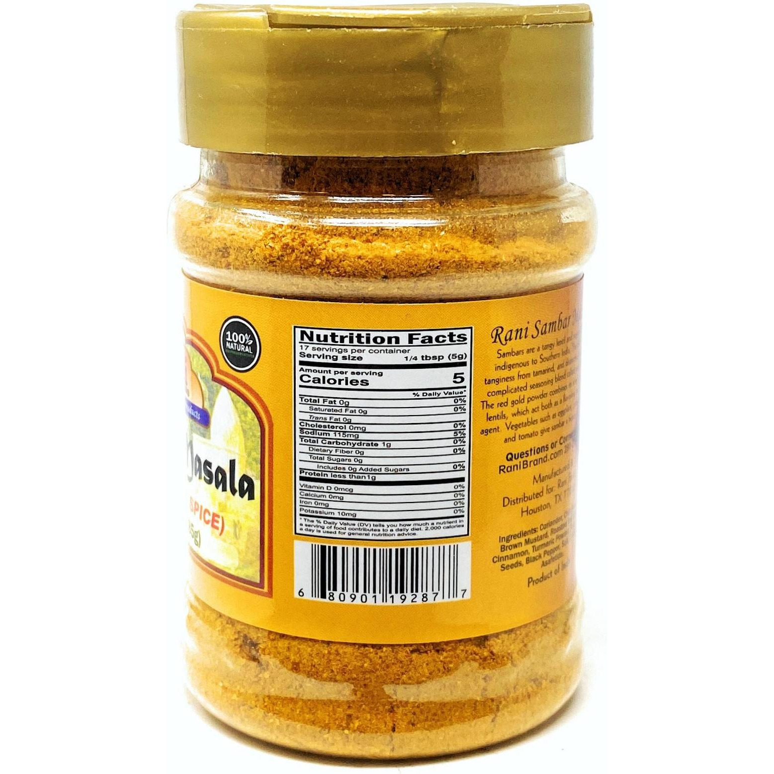 Rani Sambar Masala (Lentil Soup Spice Blend) 3oz (85g) ~ Natural | Vegan | No Colors | Gluten Friendly | NON-GMO | Indian Origin