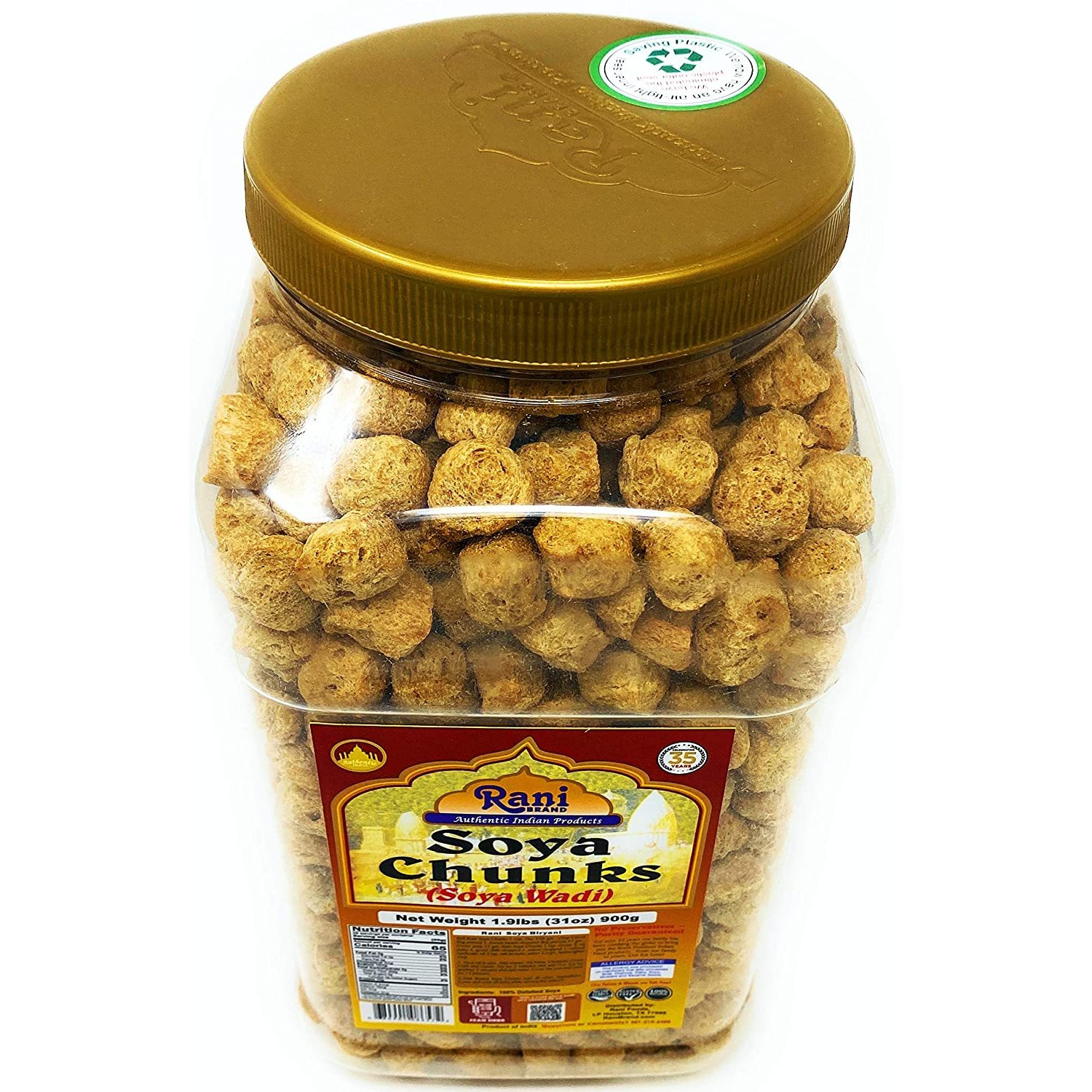 Rani Soya Chunks Nuggets (High Protien) Vadi 31oz (900g) ~ All Natural, Salt-Free | Vegan | No Colors | Gluten Friendly | NON-GMO | Indian Origin | Meat Alternate Substitute