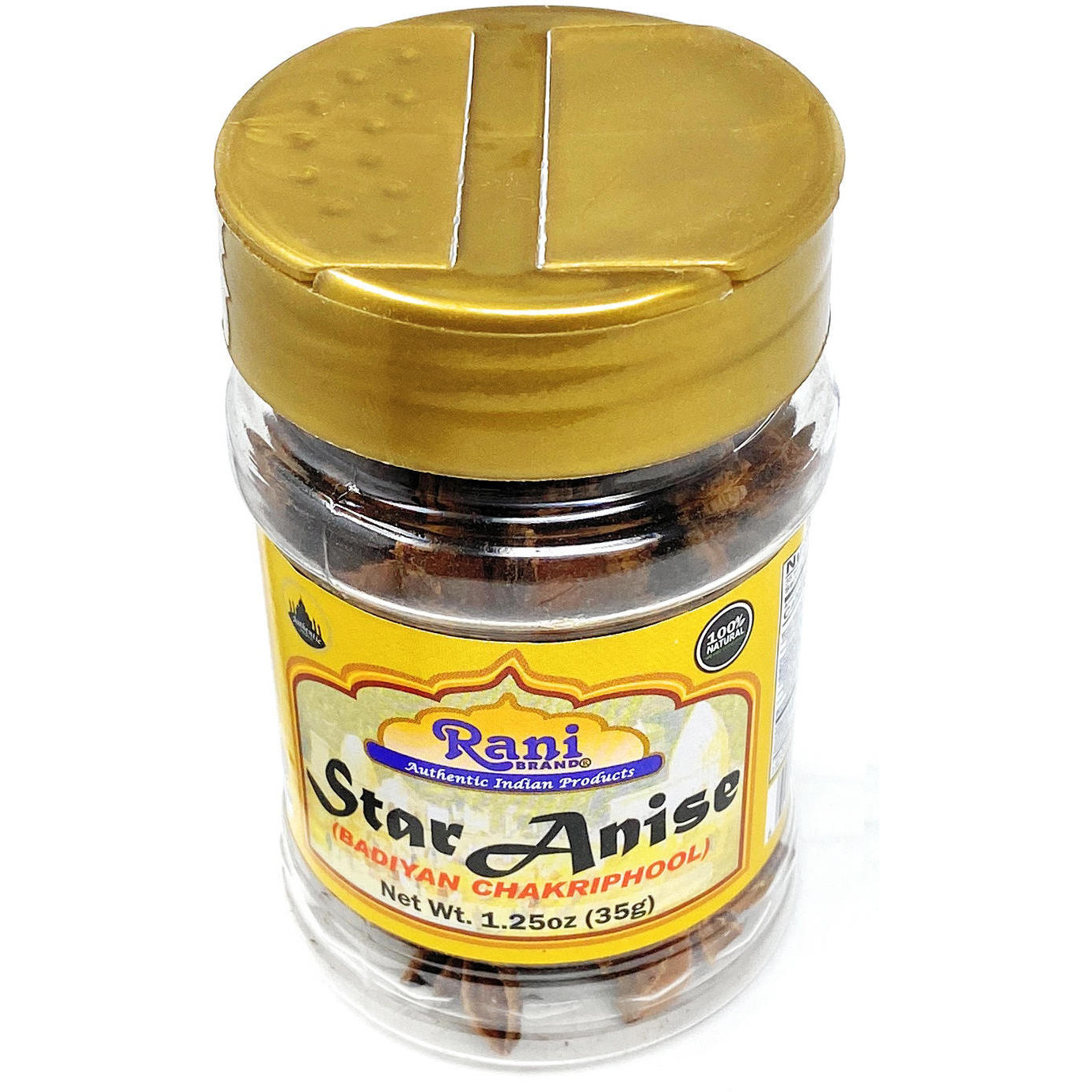 Rani Star Anise Seeds, Whole Pods (Badian Khatai) Spice 1.25oz (35g) PET Jar ~ All Natural ~ Gluten Friendly  | NON-GMO | Vegan | Indian Origin