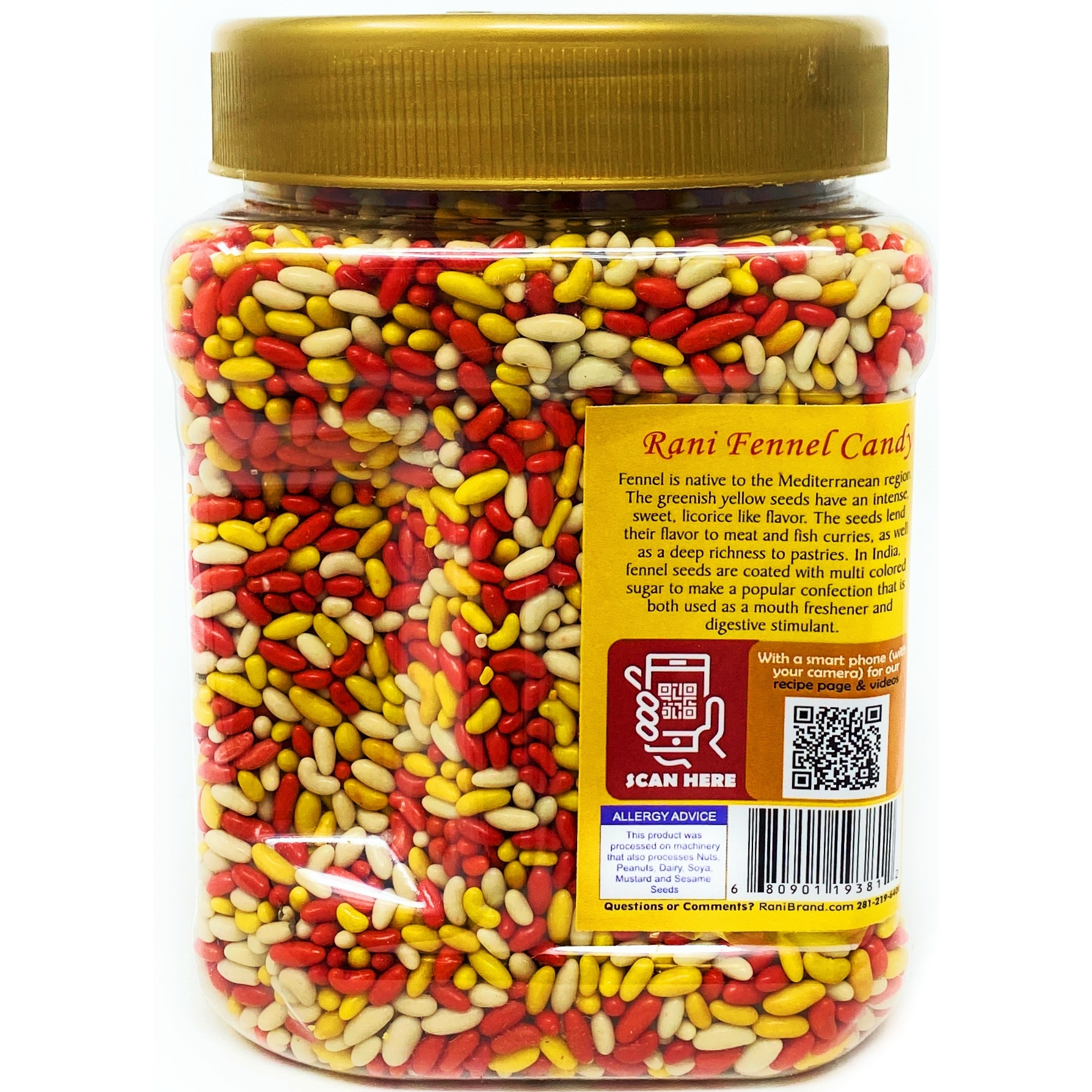 Rani Sugar Coated Fennel Candy 2lbs (32oz) 908g Bulk, PET Jar ~ Indian After Meal Digestive Treat | Vegan