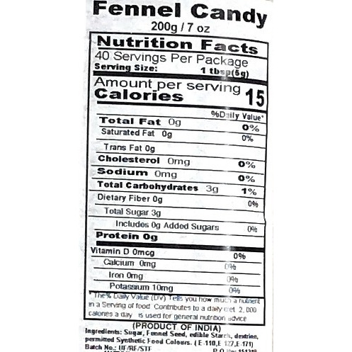 Rani Sugar Coated Fennel Candy 7oz (200g) ~ Indian After Meal Digestive Treat