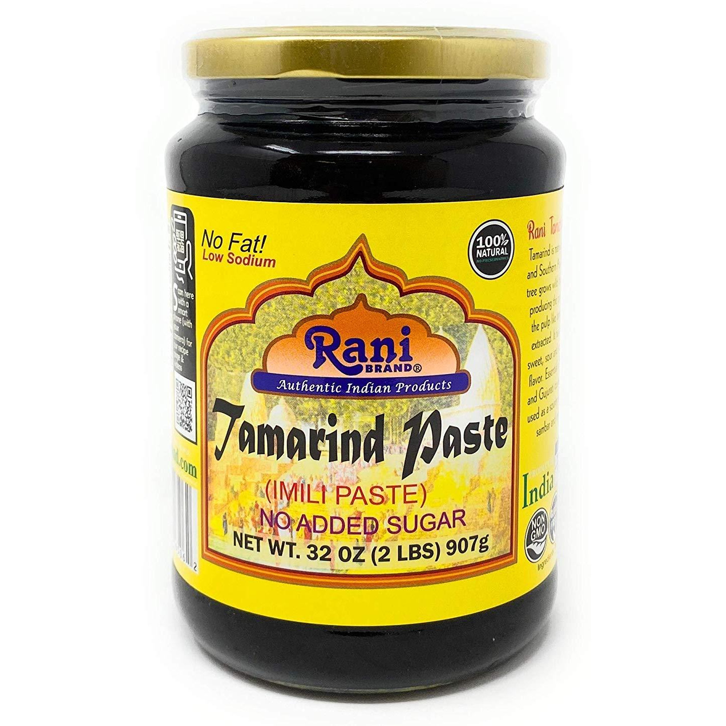 Rani Tamarind Paste Puree (Imli) 32oz (2lbs) 907g Bulk Glass Jar, No added sugar ~ All Natural | Vegan | Gluten Friendly | No Colors | NON-GMO | Indian Origin