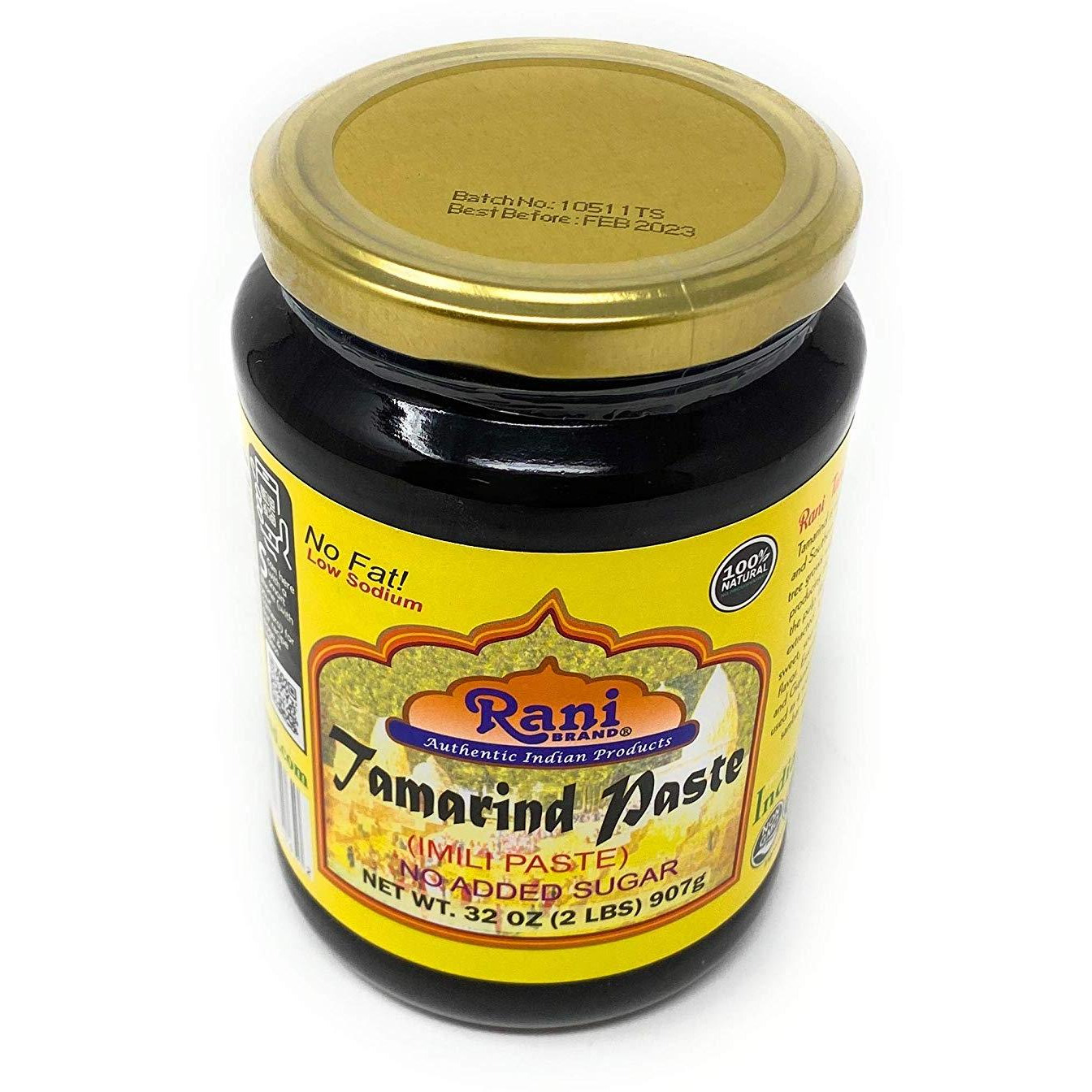 Rani Tamarind Paste Puree (Imli) 32oz (2lbs) 907g Bulk Glass Jar, No added sugar ~ All Natural | Vegan | Gluten Friendly | No Colors | NON-GMO | Indian Origin