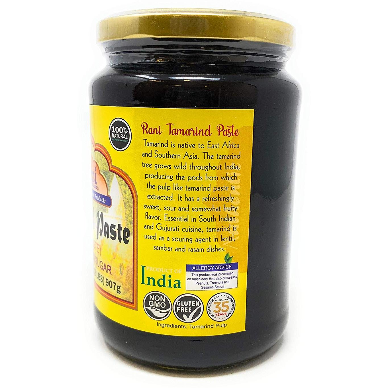 Rani Tamarind Paste Puree (Imli) 32oz (2lbs) 907g Bulk Glass Jar, No added sugar ~ All Natural | Vegan | Gluten Friendly | No Colors | NON-GMO | Indian Origin