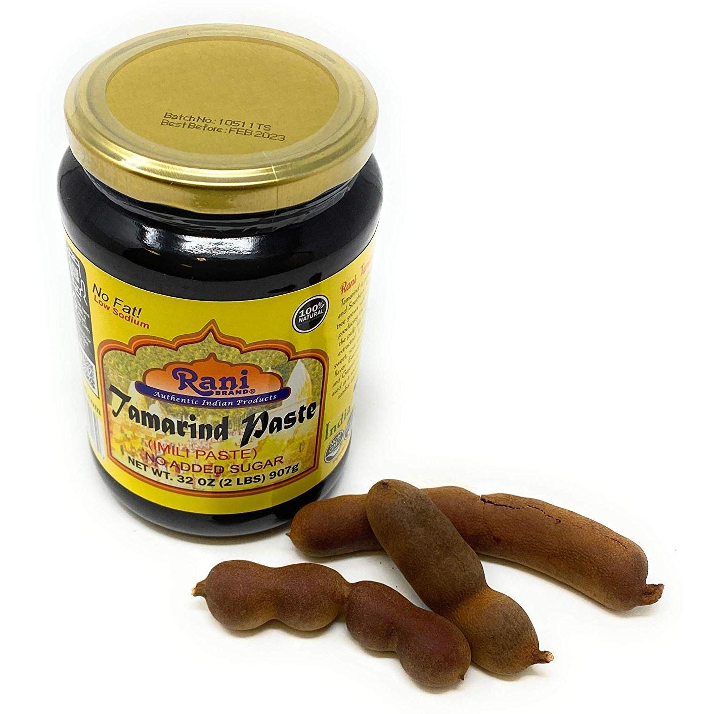 Rani Tamarind Paste Puree (Imli) 32oz (2lbs) 907g Bulk Glass Jar, No added sugar ~ All Natural | Vegan | Gluten Friendly | No Colors | NON-GMO | Indian Origin