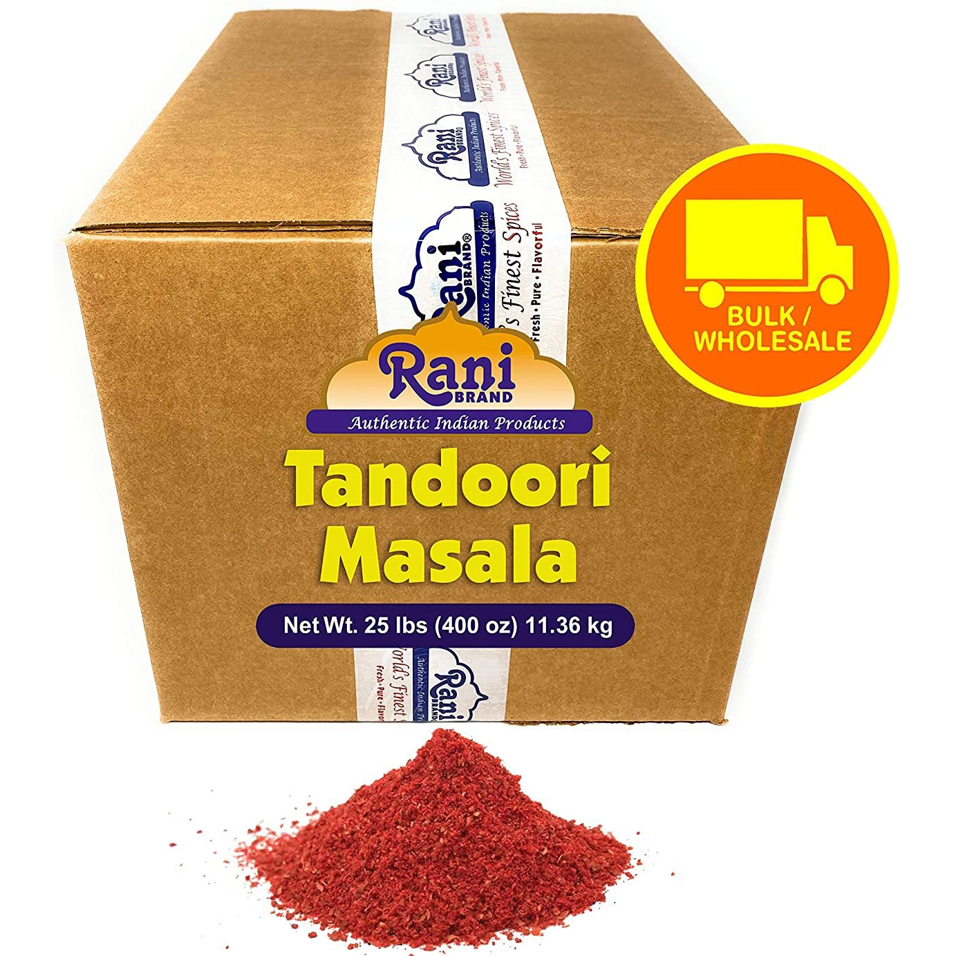 Rani Tandoori Masala (Natural, No Colors Added) Indian 11-Spice Blend, 25 Pound (400 Ounce) 11.36kg ~ Bulk Box ~ Salt Free | Vegan | Gluten Friendly | NON-GMO