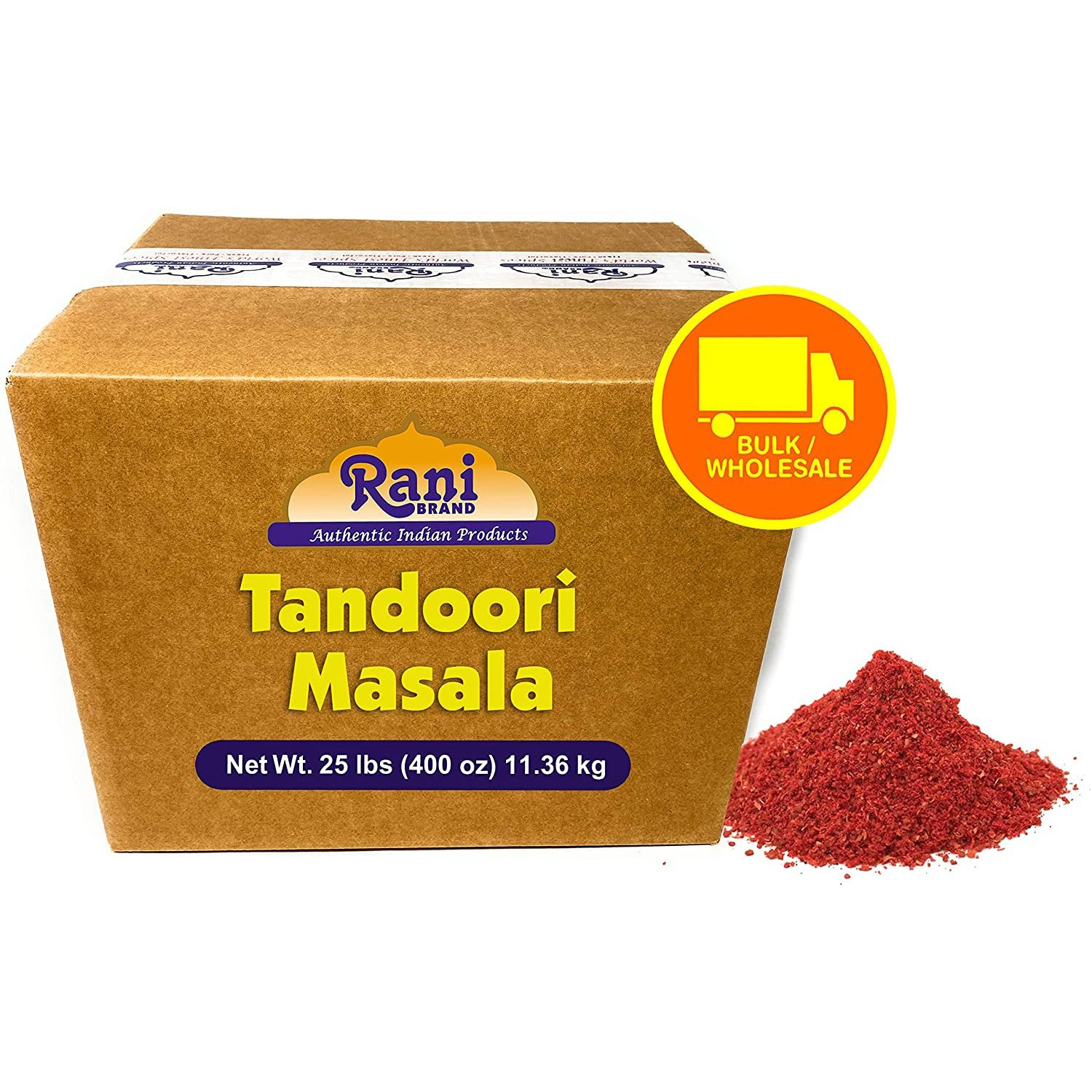 Rani Tandoori Masala (Natural, No Colors Added) Indian 11-Spice Blend, 25 Pound (400 Ounce) 11.36kg ~ Bulk Box ~ Salt Free | Vegan | Gluten Friendly | NON-GMO