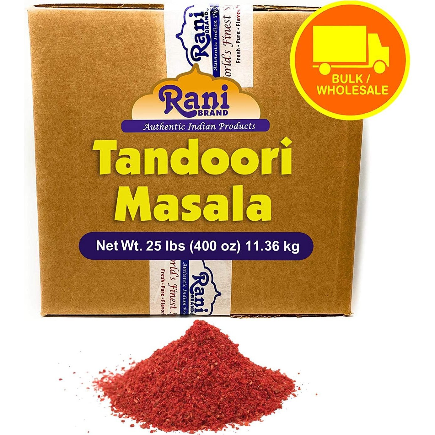 Rani Tandoori Masala (Natural, No Colors Added) Indian 11-Spice Blend, 25 Pound (400 Ounce) 11.36kg ~ Bulk Box ~ Salt Free | Vegan | Gluten Friendly | NON-GMO